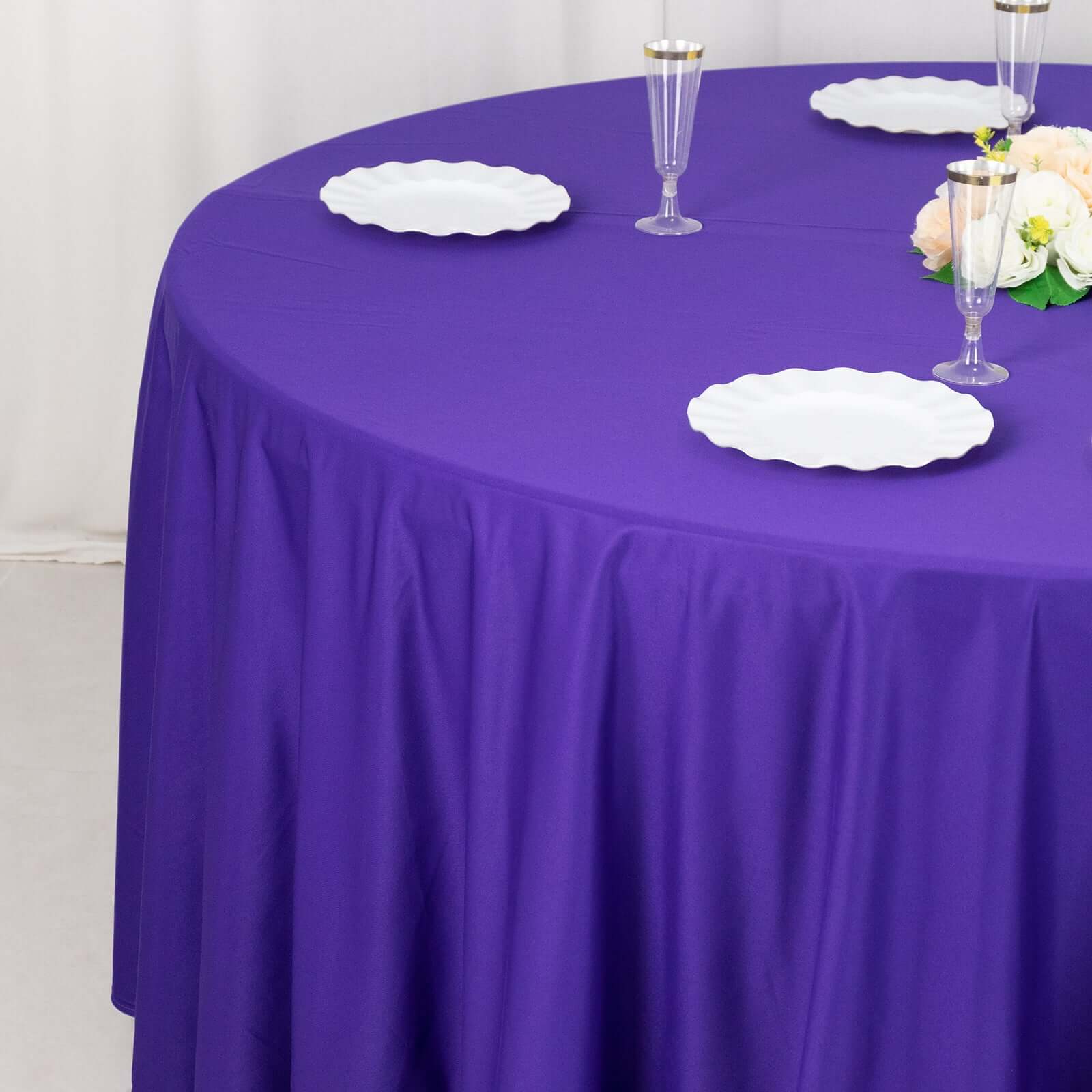 Premium Scuba Round 120 Tablecloth Purple - Wrinkle Free & Stain Resistant Seamless Table Cover