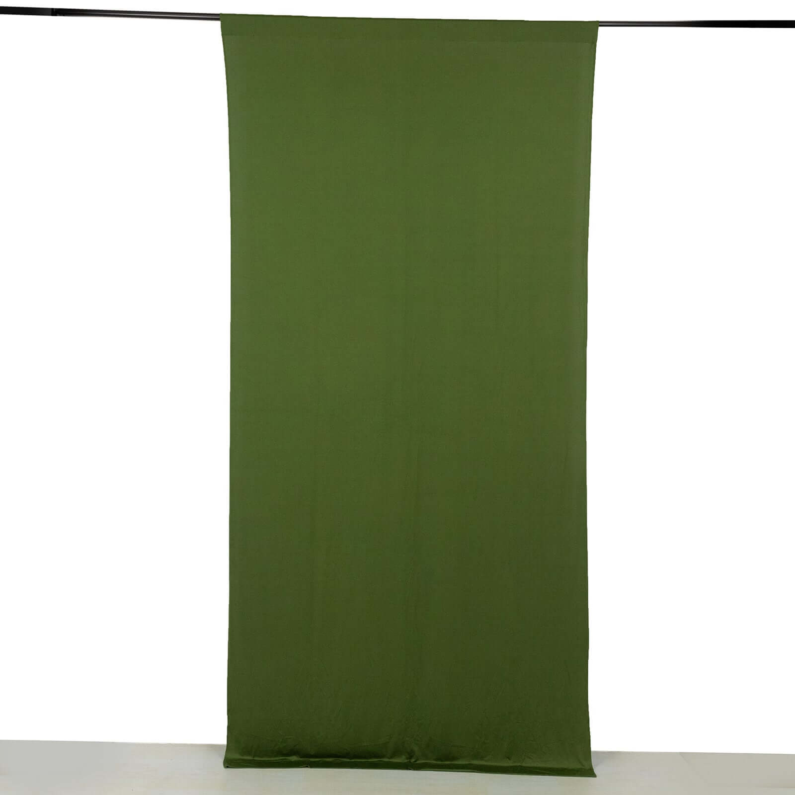 Olive Green 4-Way Stretch Spandex Event Curtain Drapes, Wrinkle Free Backdrop Event Panel with Rod Pockets - 5ftx10ft