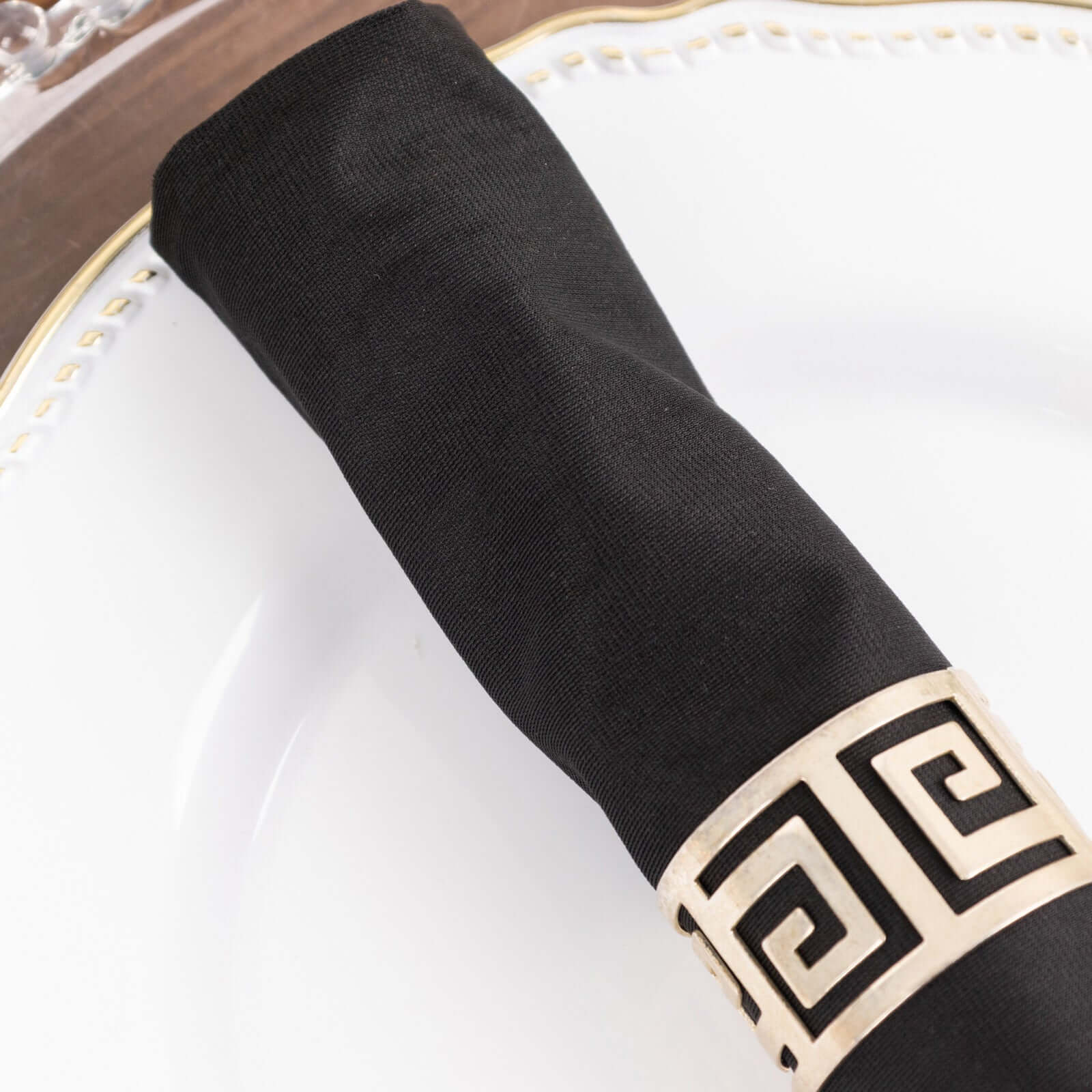 5 Pack Premium Scuba 20x20 Napkins Black - Durable & Reusable Dinner Napkins for a Polished Tablescape