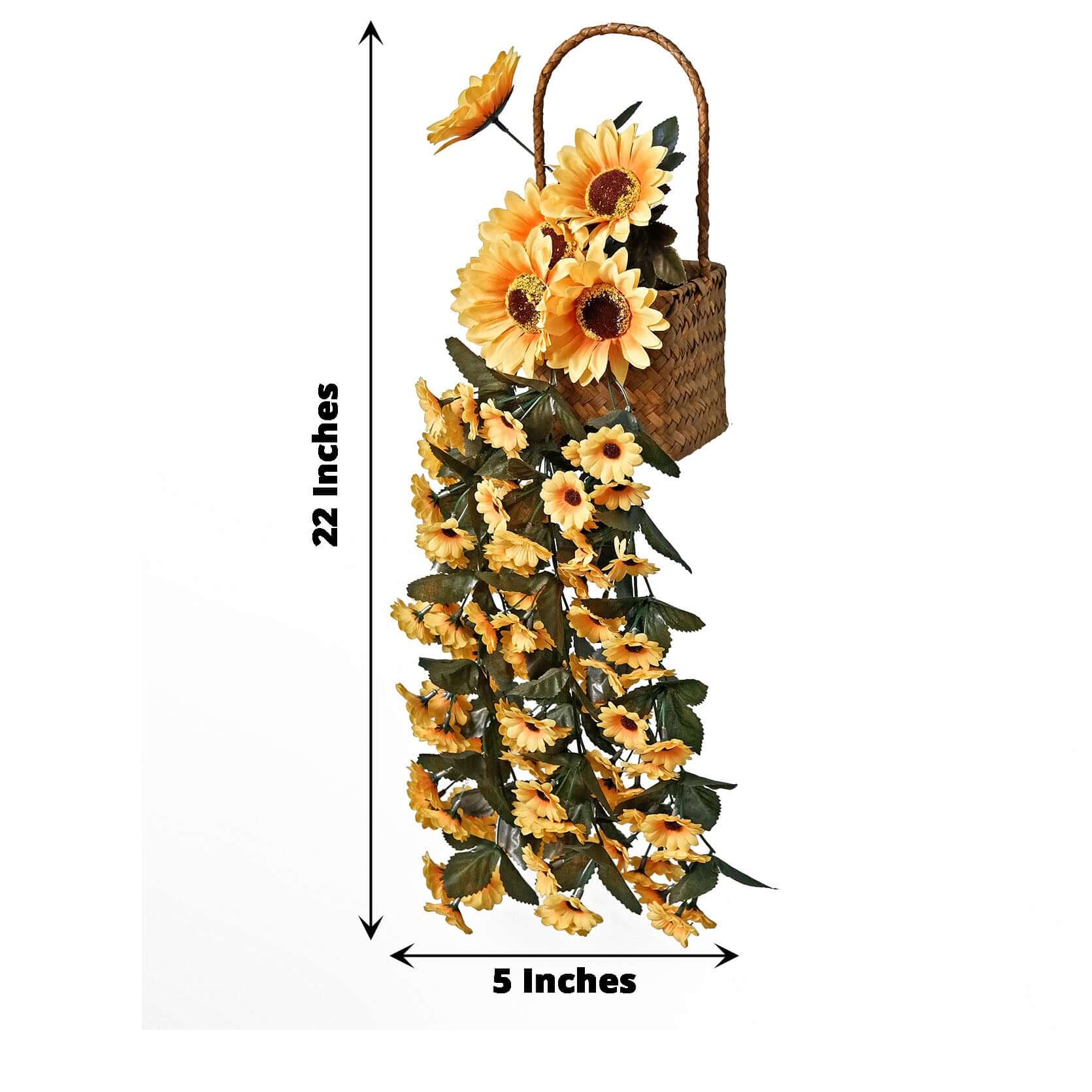 22 Artificial Hanging Vine Sunflower Bush, Draping Bouquet Garland