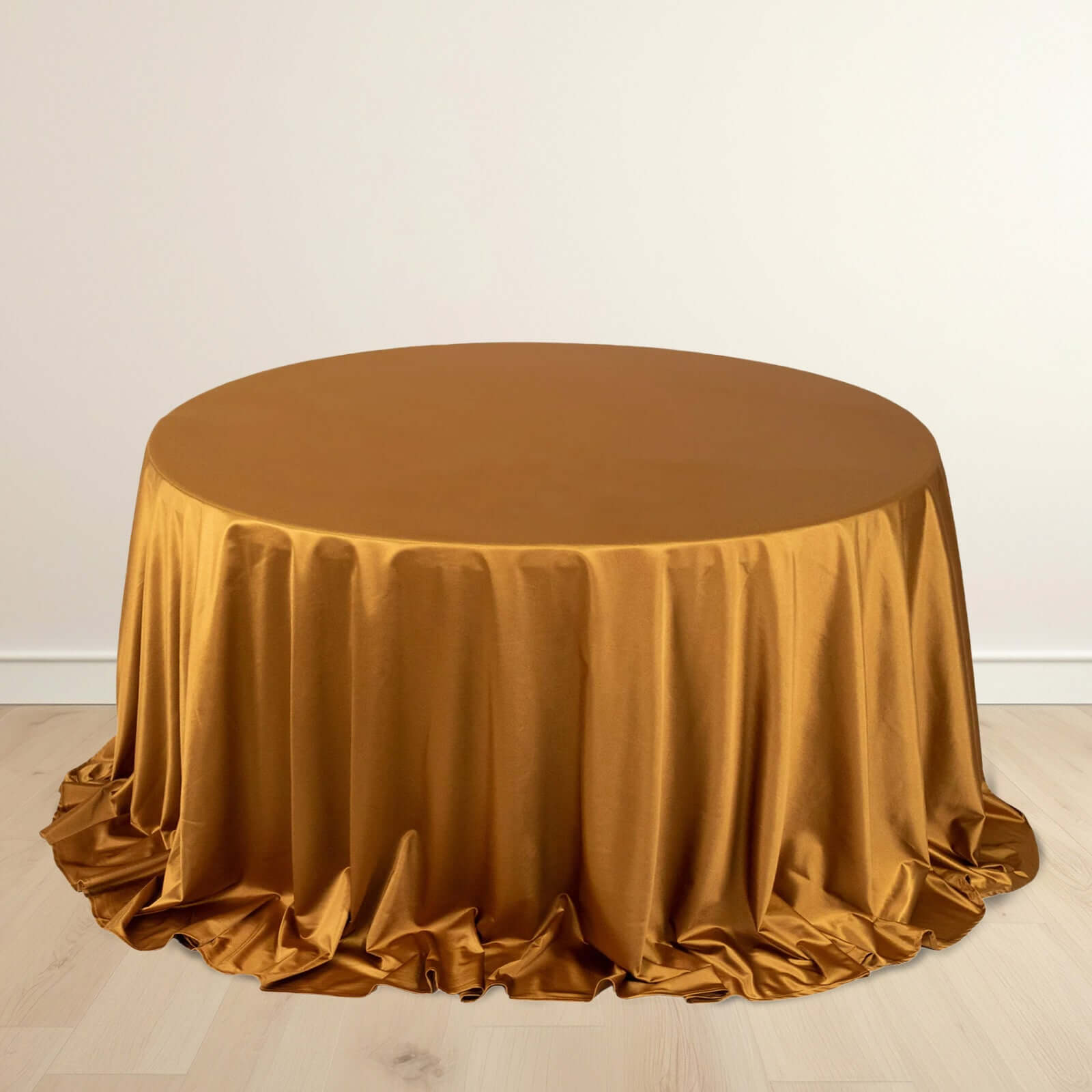 Premium Scuba Round 132 Tablecloth Shimmering Gold - Wrinkle Free, Stain Resistant & Seamless Table Cover for Weddings and Parties