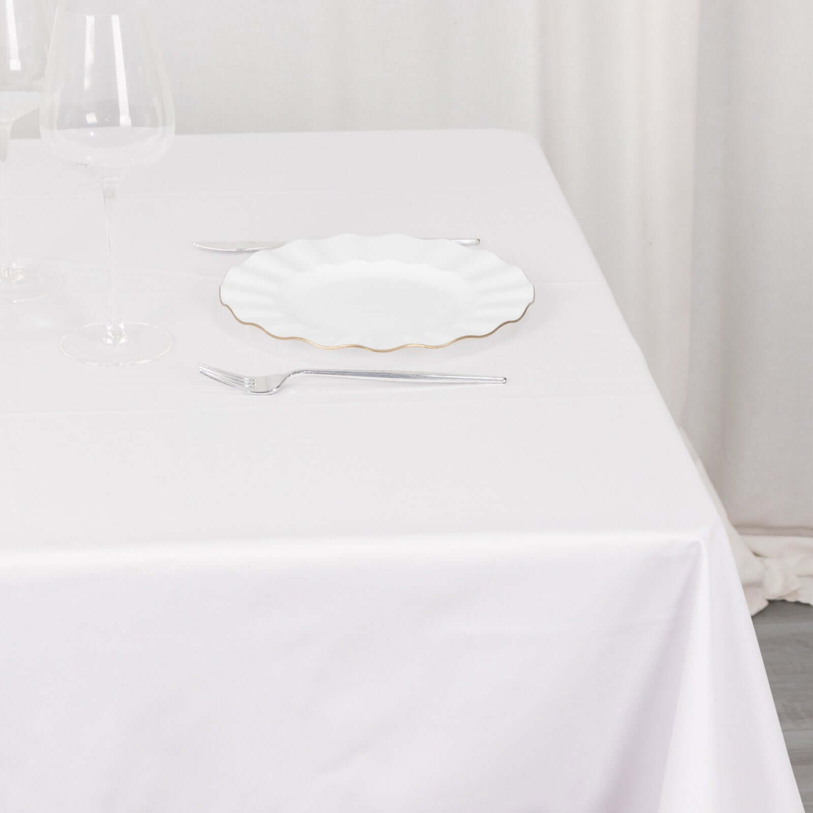 Premium Scuba Square 54x54 Tablecloth White - Wrinkle Free & Stain Resistant Table Cover for Weddings & Events