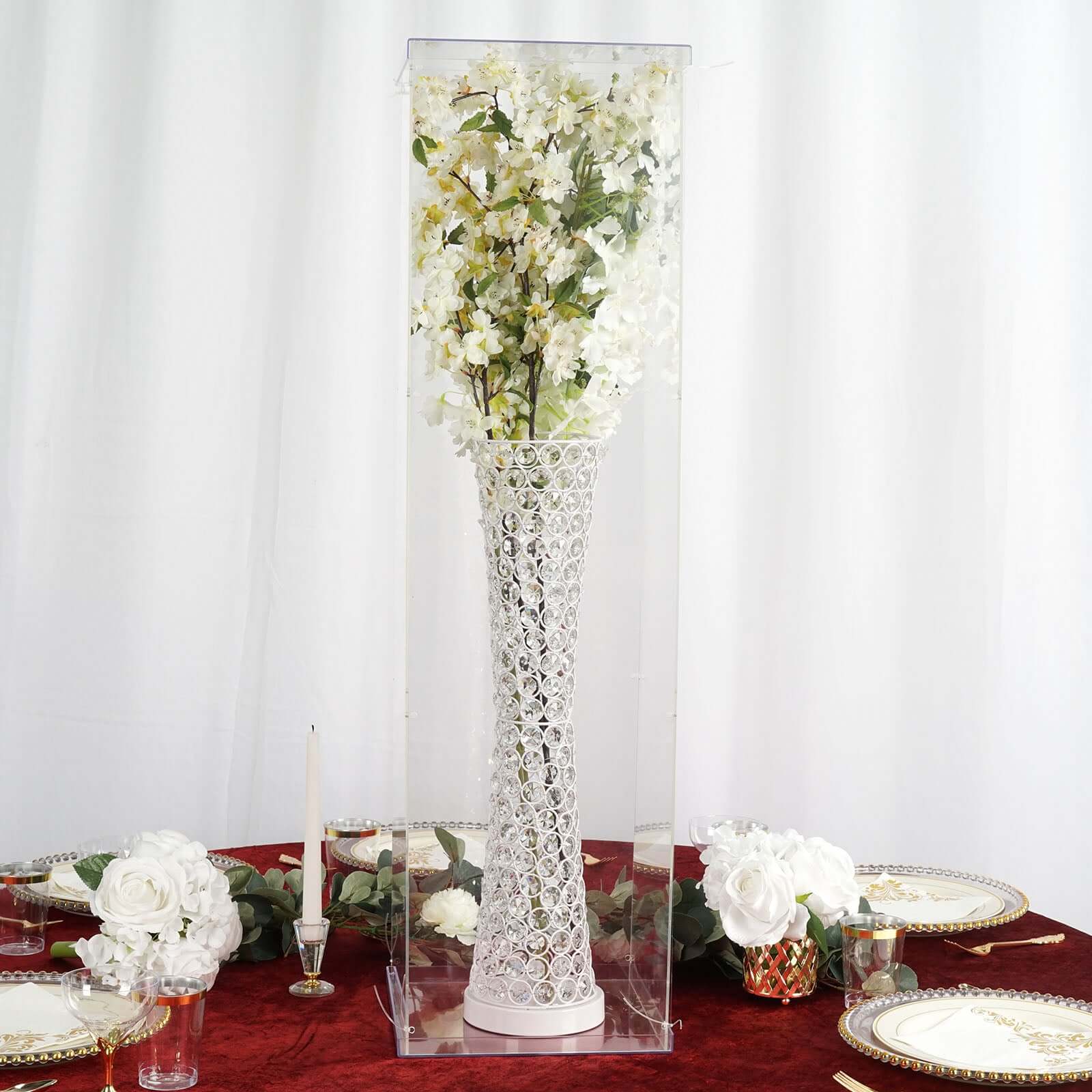 40 Floor Standing Clear Acrylic Display Box, Transparent Pedestal Riser with Interchangeable Lid and Base