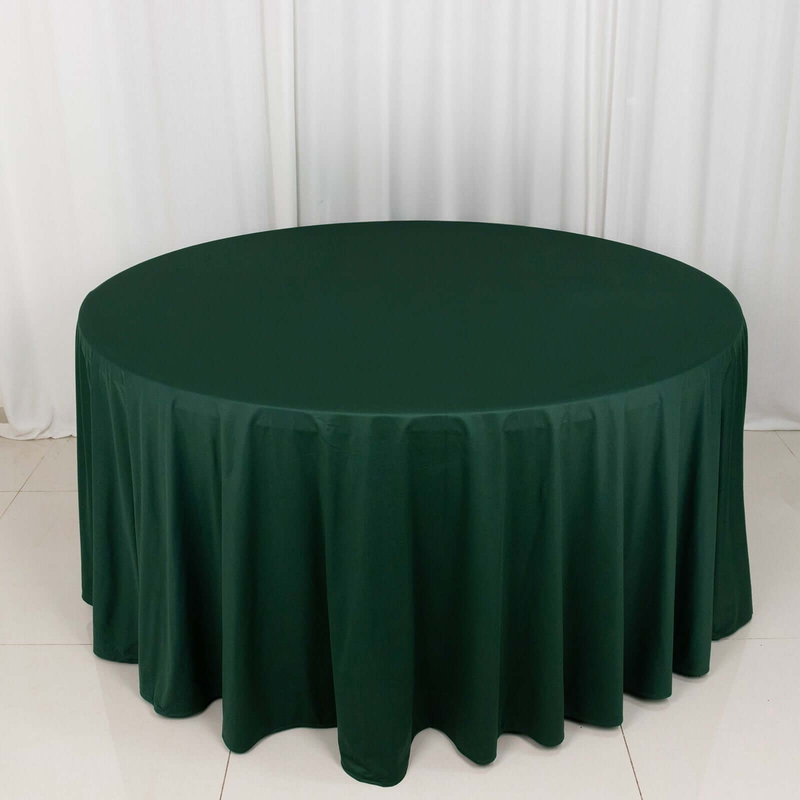 Premium Scuba Round 120 Tablecloth Hunter Emerald Green - Wrinkle Free & Stain Resistant Seamless Table Cover