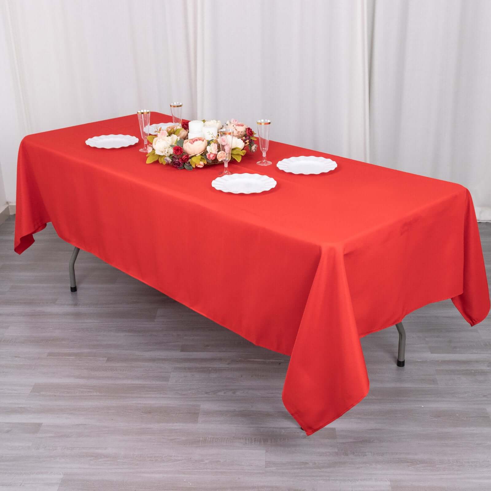 Premium Polyester 60x102 Rectangle Tablecloth Red - Durable 220GSM Wrinkle-Resistant Table Cover