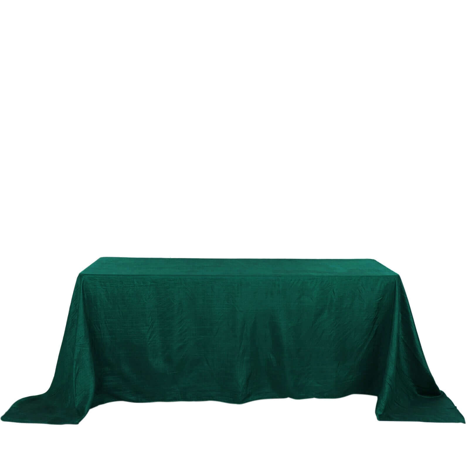 Taffeta 90x132 Rectangle Tablecloth Hunter Emerald Green - Seamless Accordion Crinkle Table Cover