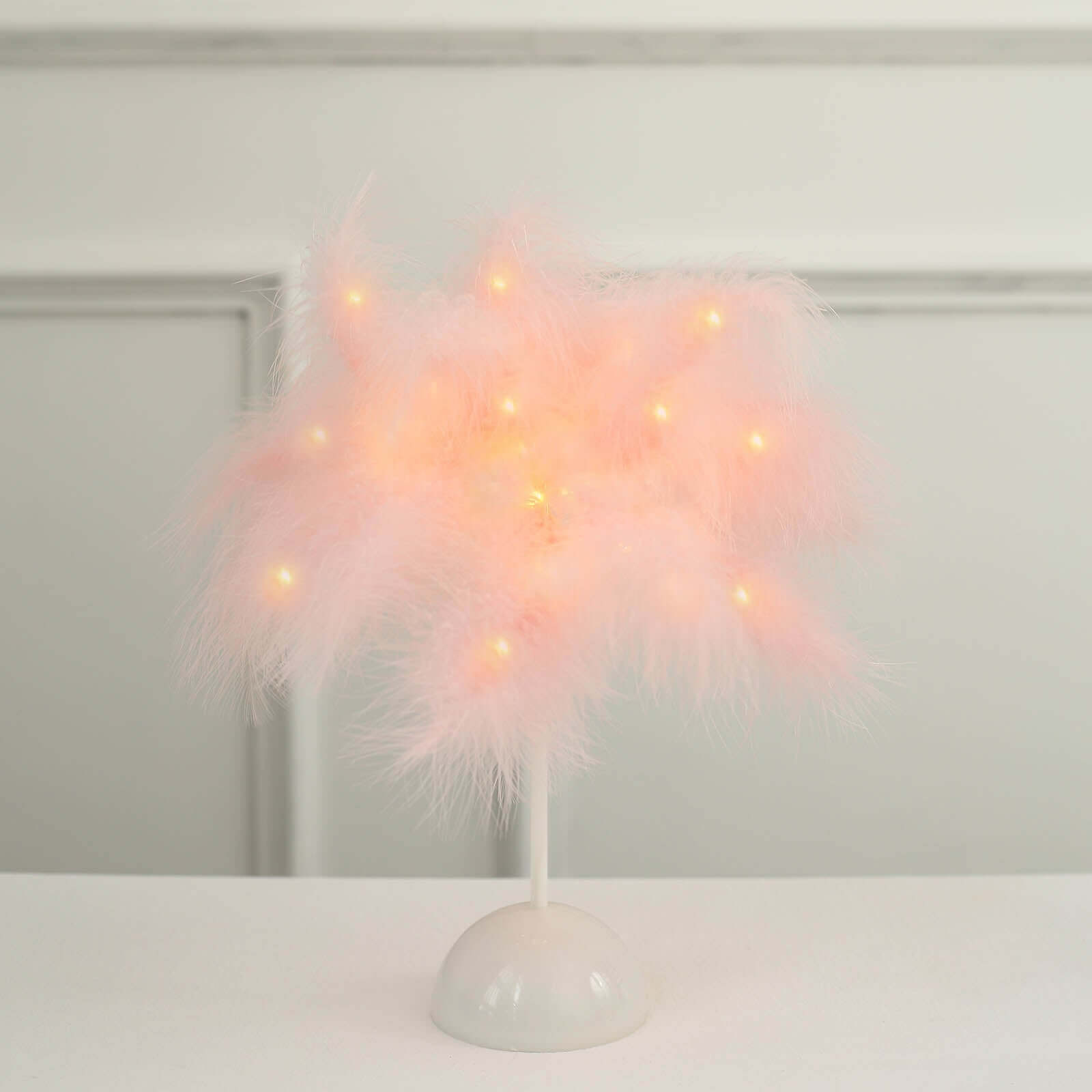 Table Lamp Feather Design Blush LED Battery Operated - Cordless Wedding Centerpiece 15