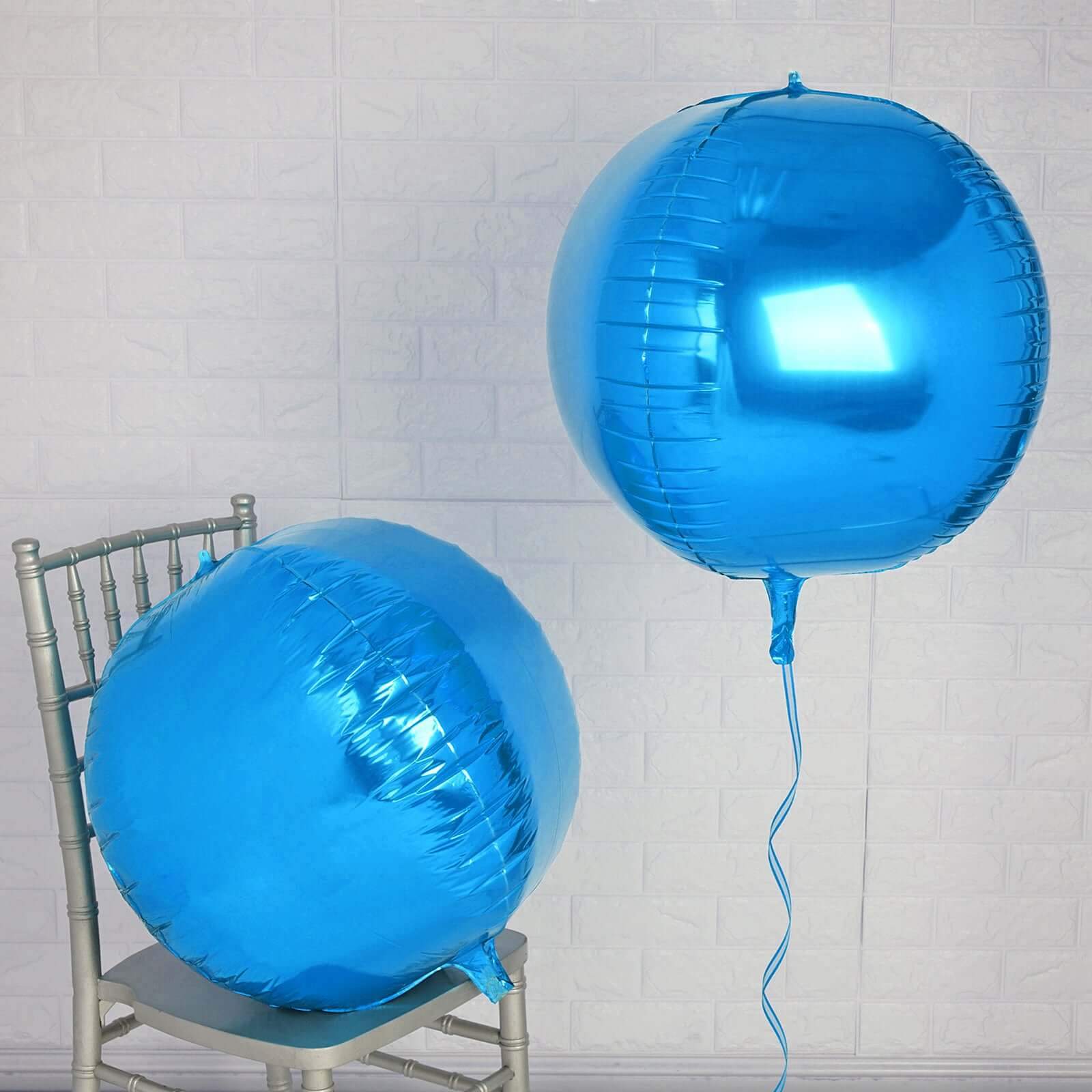 2 Pack 18 4D Royal Blue Sphere Mylar Foil Helium or Air Balloons