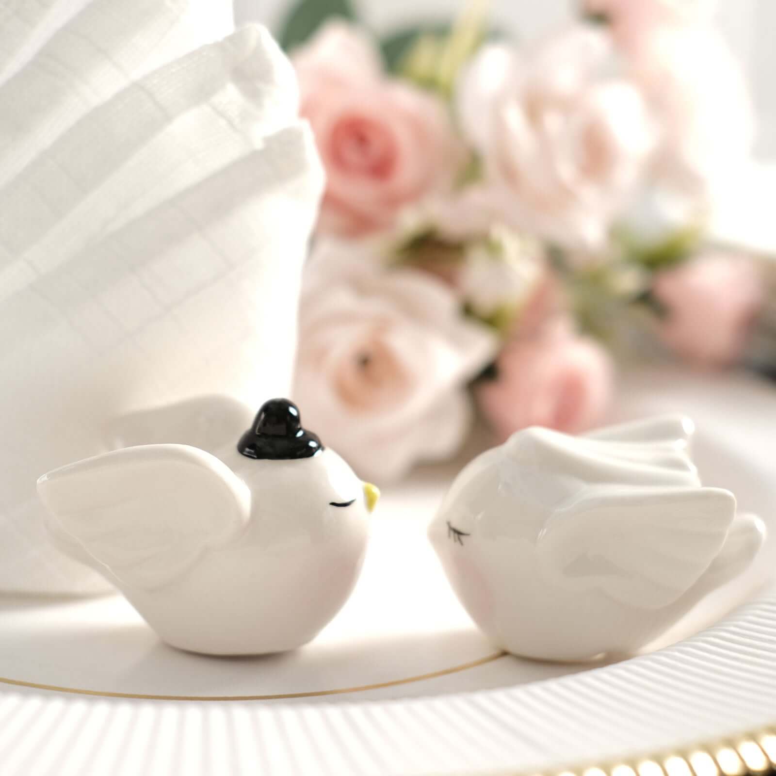 2.5 Bride And Groom Love Birds Salt And Pepper Shaker Party Favors, Wedding Favors In Pre-Packed Gift Box