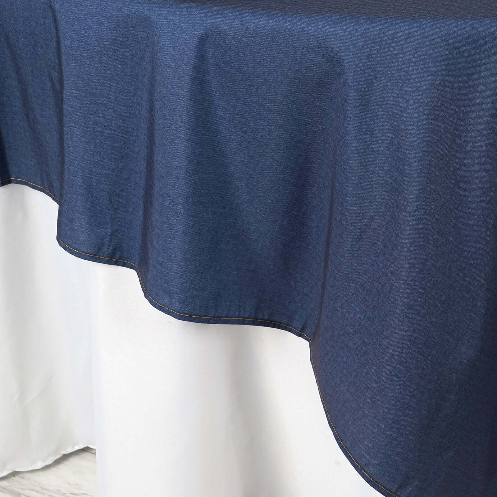 Polyester 85x85 Table Overlay Dark Blue - Faux Denim Table Topper