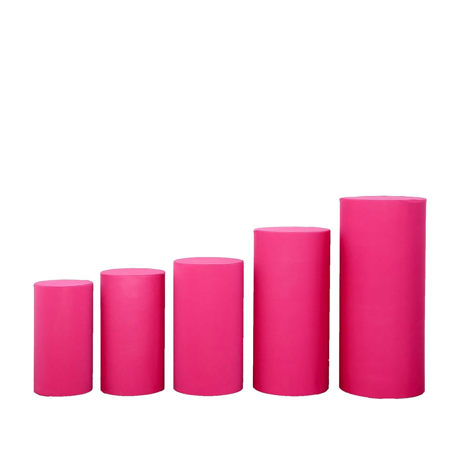 Set of 5 Fuchsia Spandex Cylinder Pedestal Stand Covers, Stretchable Pillar Prop Covers - 160 GSM