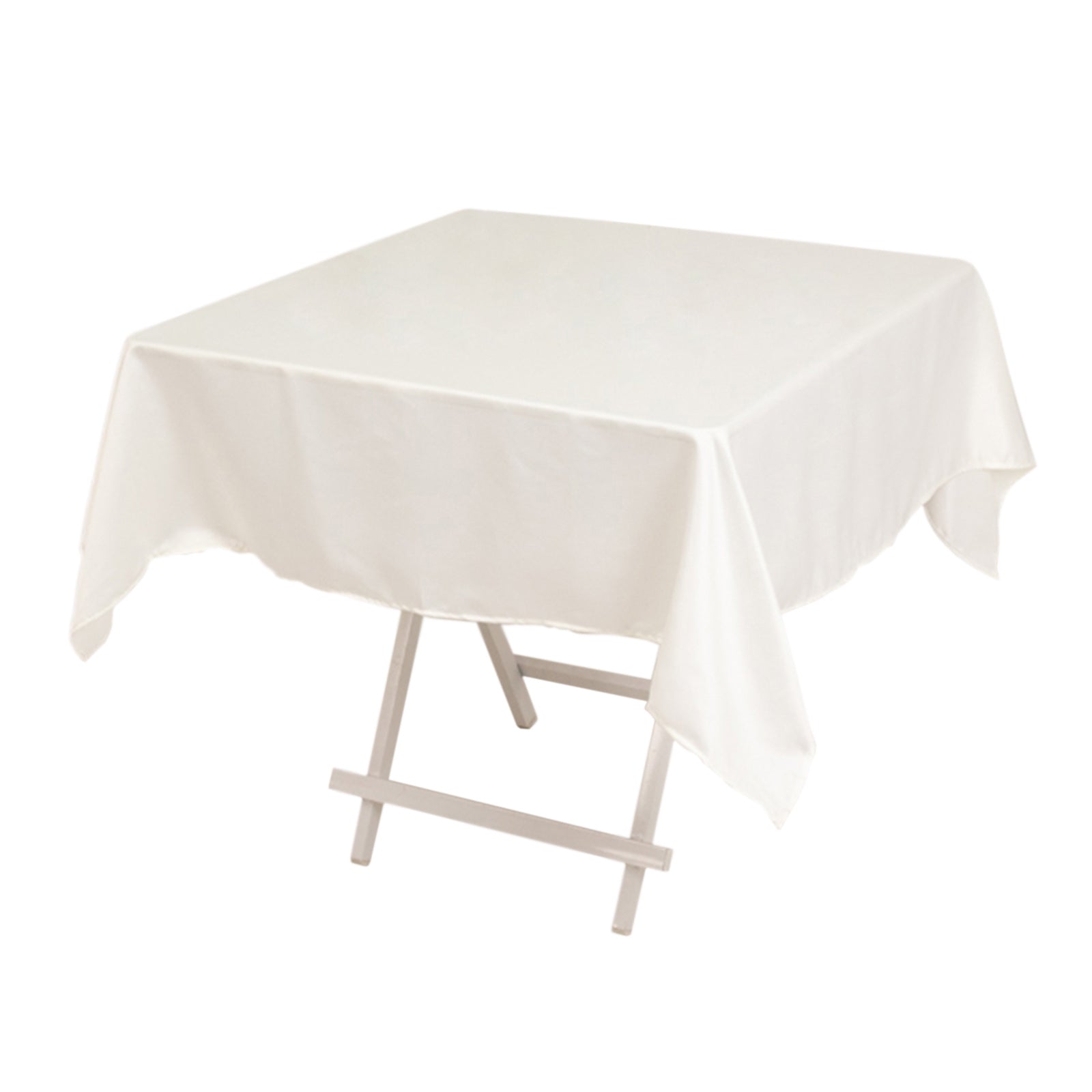 Lamour Satin 54x54 Square Tablecloth Ivory - Durable & Silk-Like Table Cover