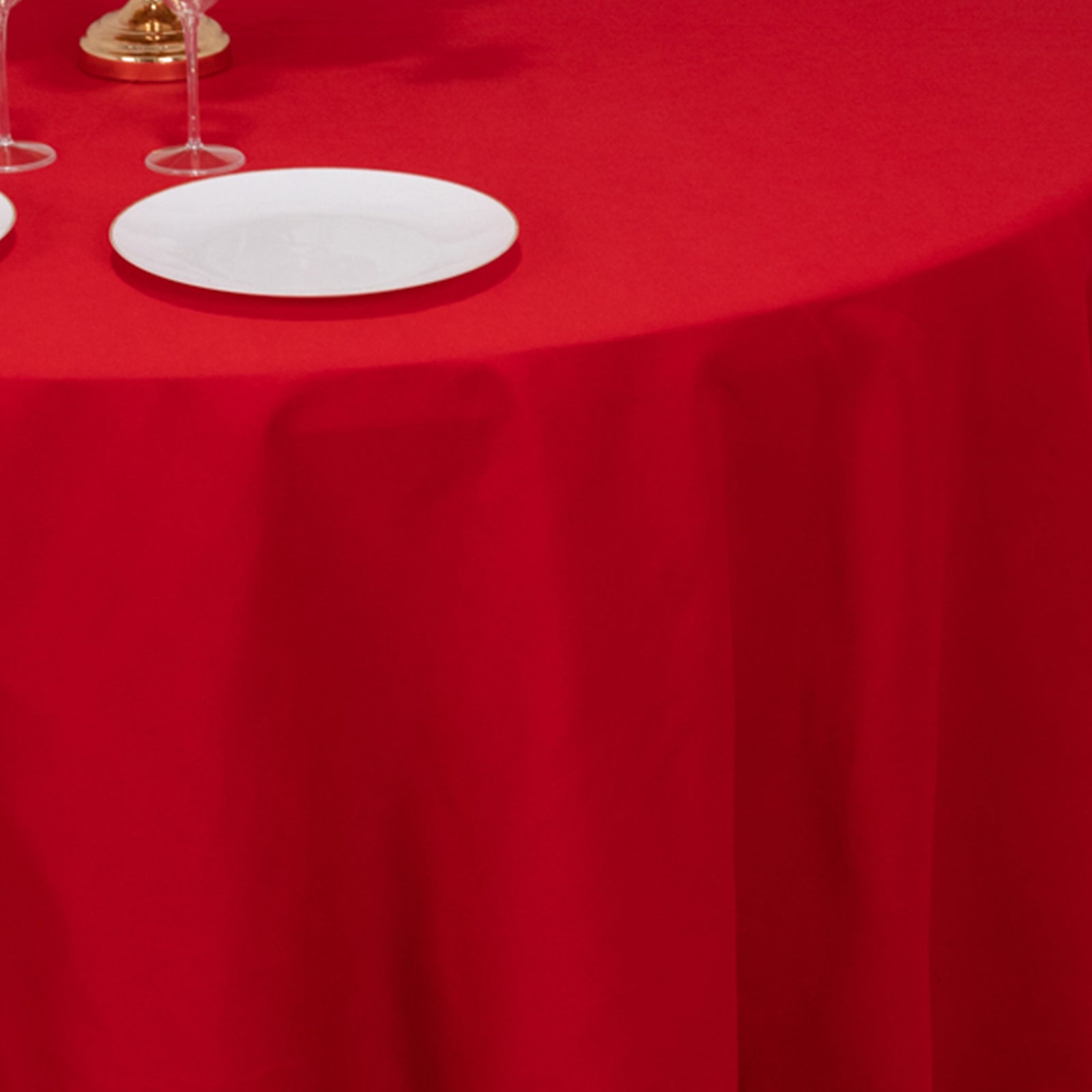 Cotton Blend 120 Round Tablecloth Red - Seamless Wrinkle-Resistant Table Cover