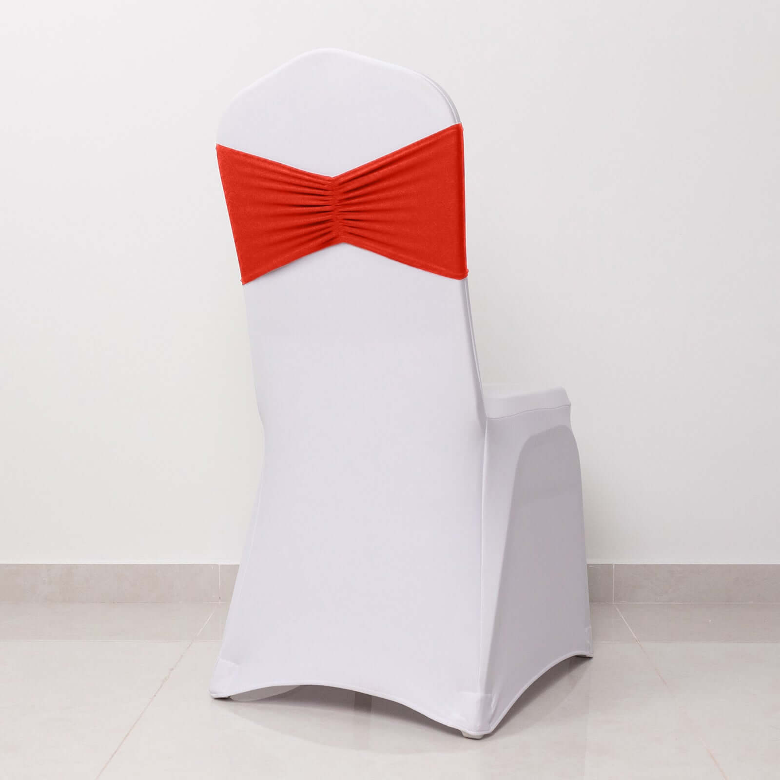5 Pack Spandex Chair Sashes Red Ruffled Style - Wide Easy to Use Stretch Chair Bands 8x13