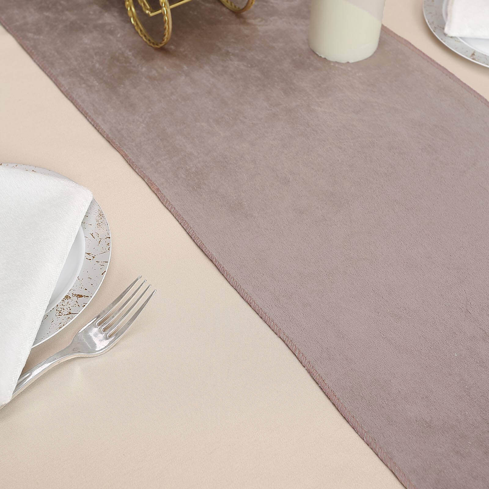 Premium Velvet 12x108 Table Runner Mauve - Sheen Finish Reusable Table Decor