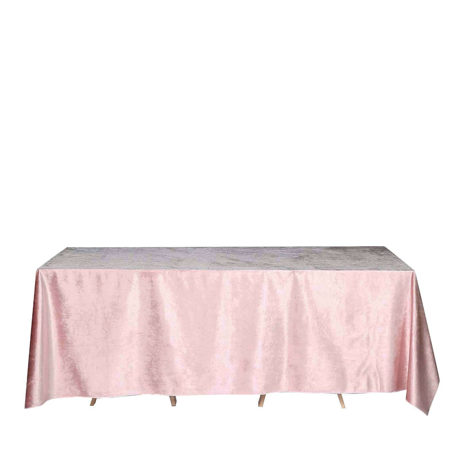 Premium Velvet 90x132 Rectangle Tablecloth Blush - Reusable Soft & Seamless Table Cover