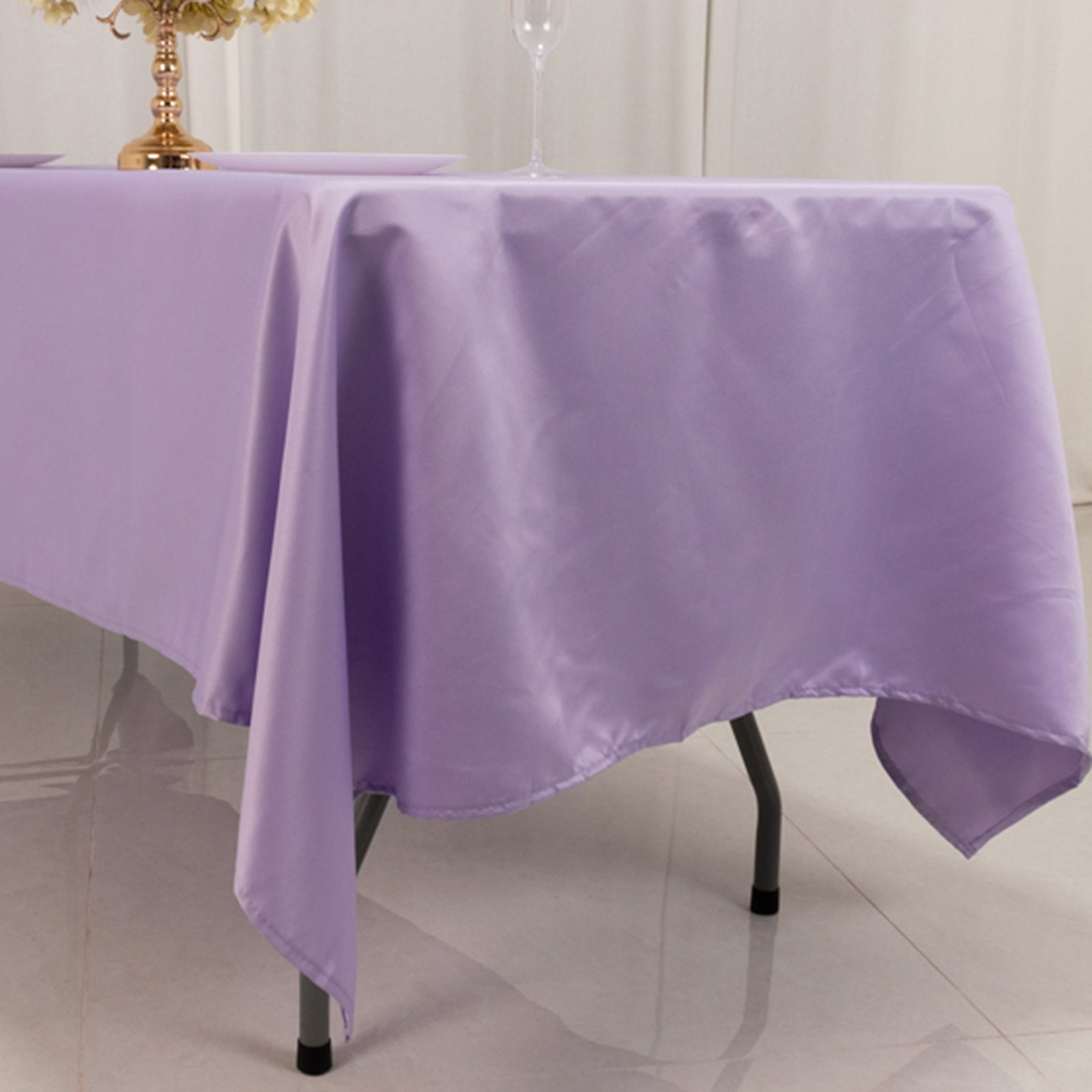 Lamour Satin 60x102 Rectangle Tablecloth Lavender Lilac - Durable & Silky Soft Feel Table Cover