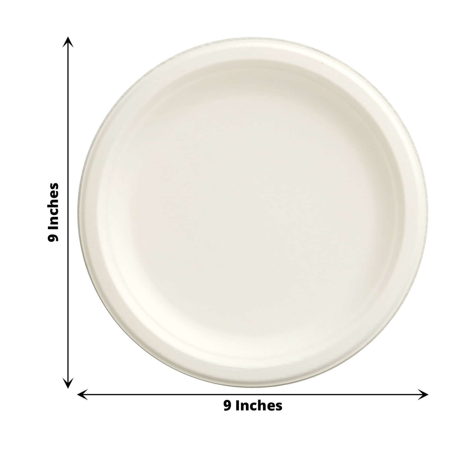 50-Pack Bagasse 9 Round Dinner Plates in White Biodegradable - Biodegradable Disposable Sugarcane Party Plates for Outdoor Celebrations & Picnics