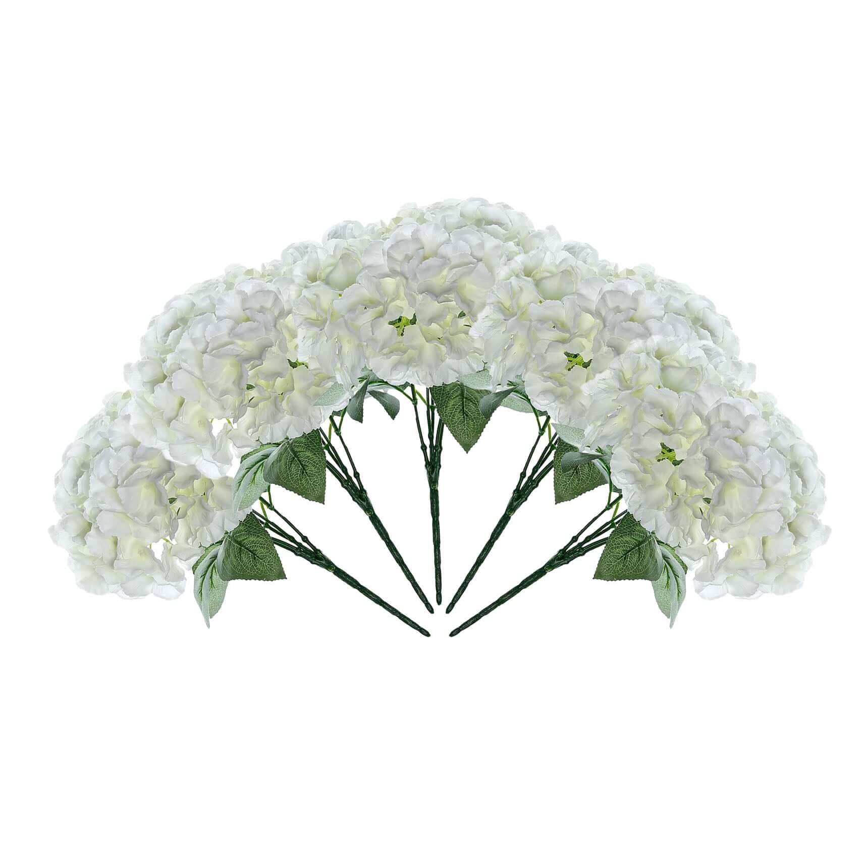 5 Bushes Cream Artificial Silk Hydrangea Flower Bouquets