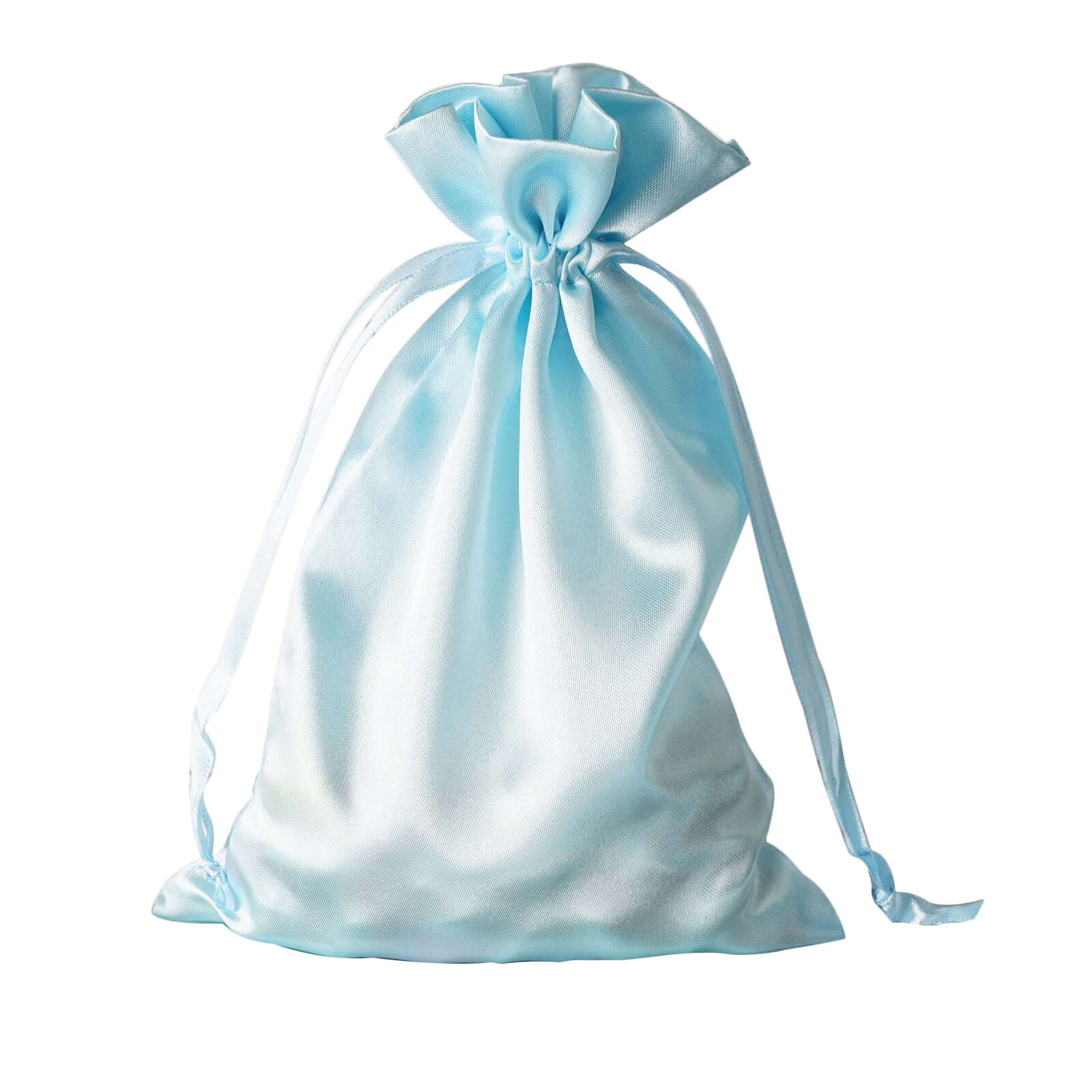 12 Pack 6x9 Light Blue Satin Wedding Party Favor Bags, Drawstring Pouch Gift Bags