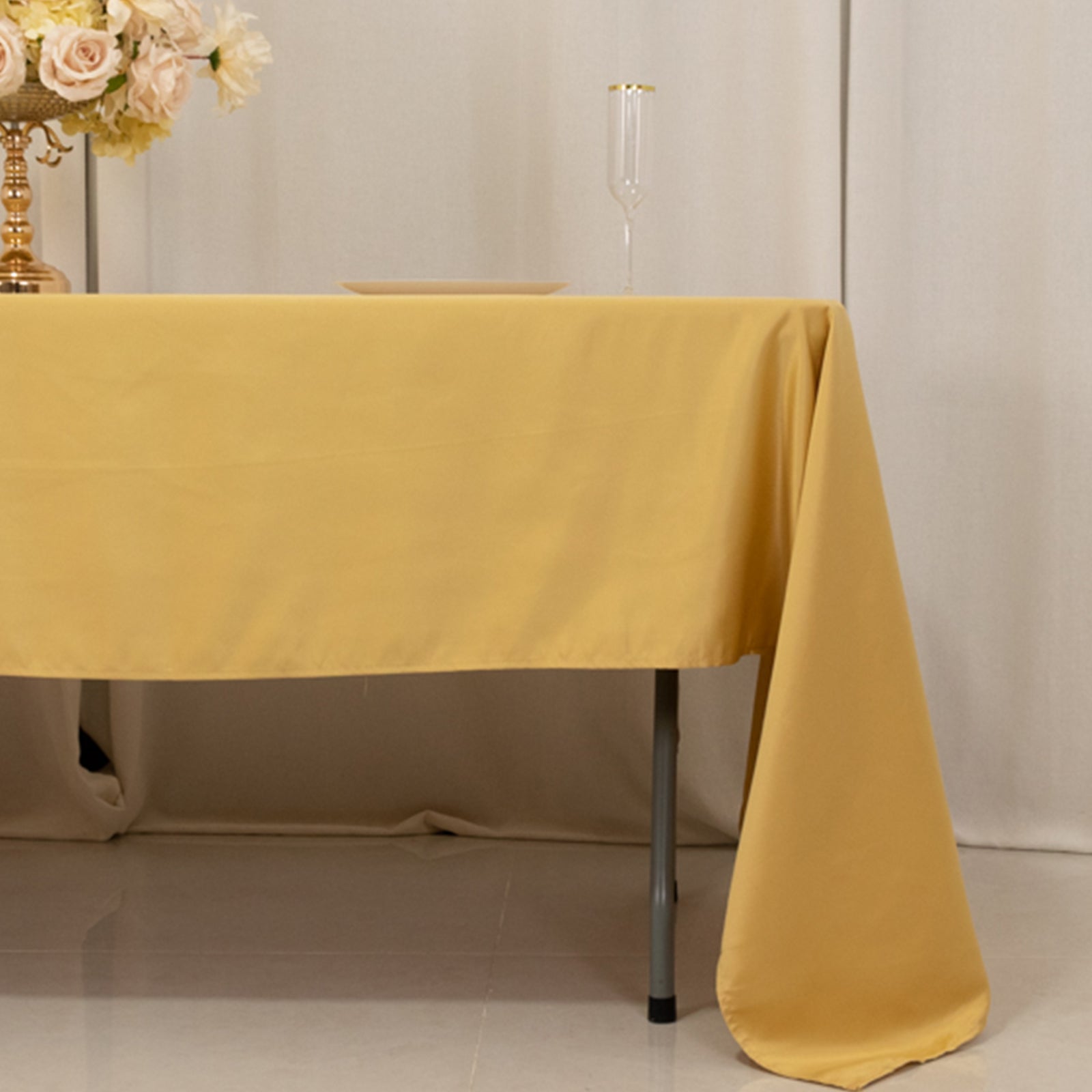 Lamour Satin 60x126 Rectangle Tablecloth Champagne - Soft & Silk-Like Table Cover