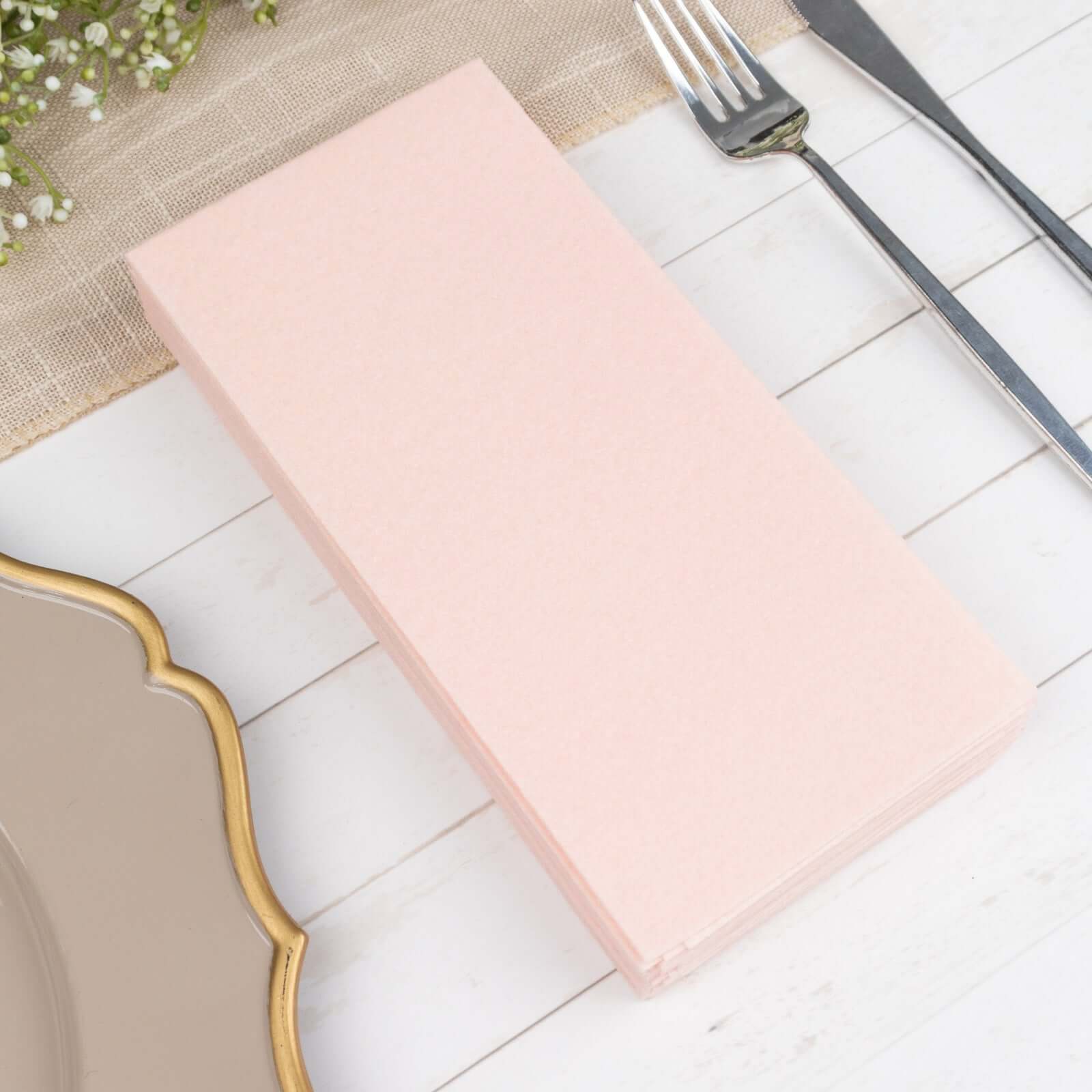 20-Pack Paper Linen-Like Napkins Blush - Disposable Hygienic Airlaid Guest Towels 8.5x4