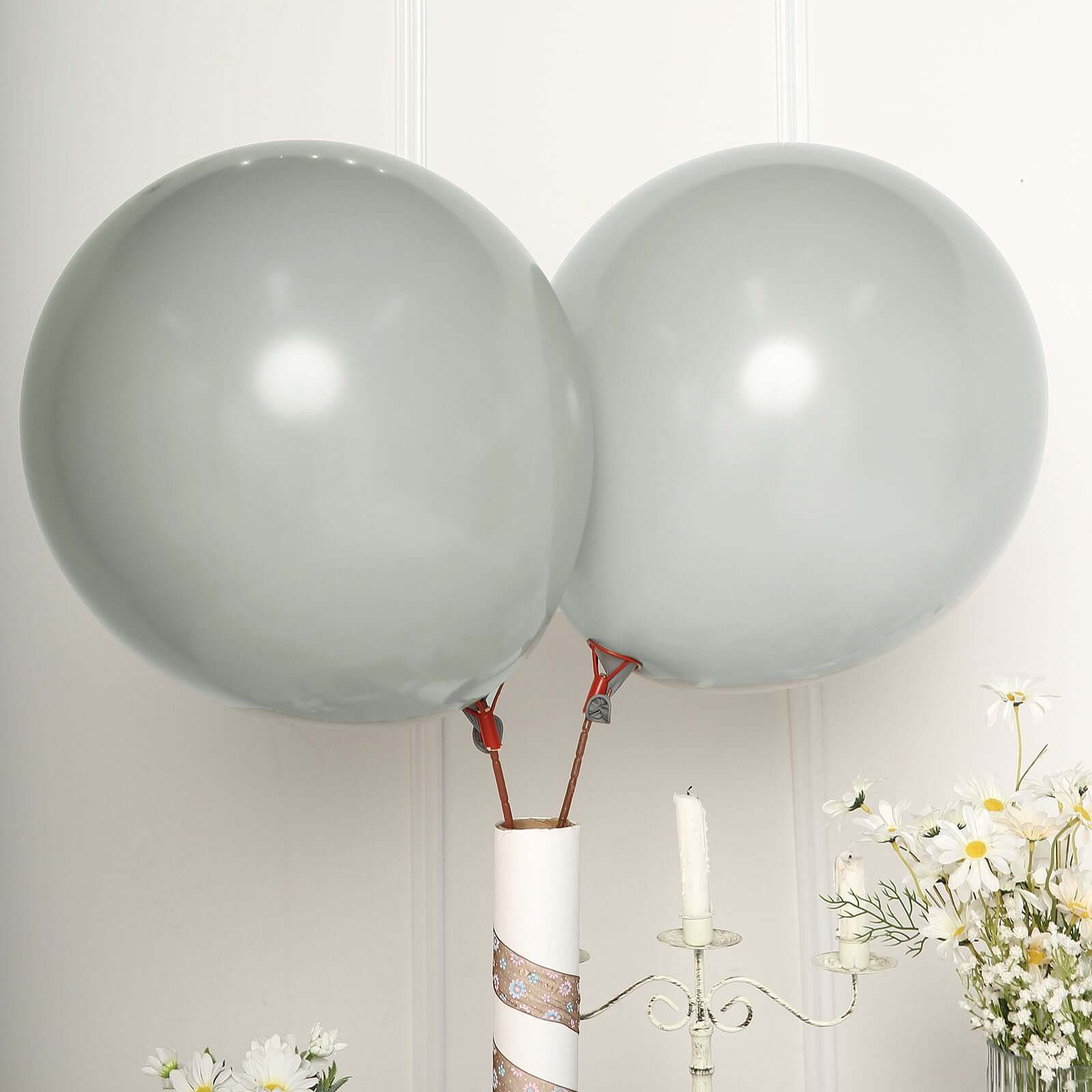 10 Pack 18 Matte Pastel Silver Helium or Air Latex Party Balloons