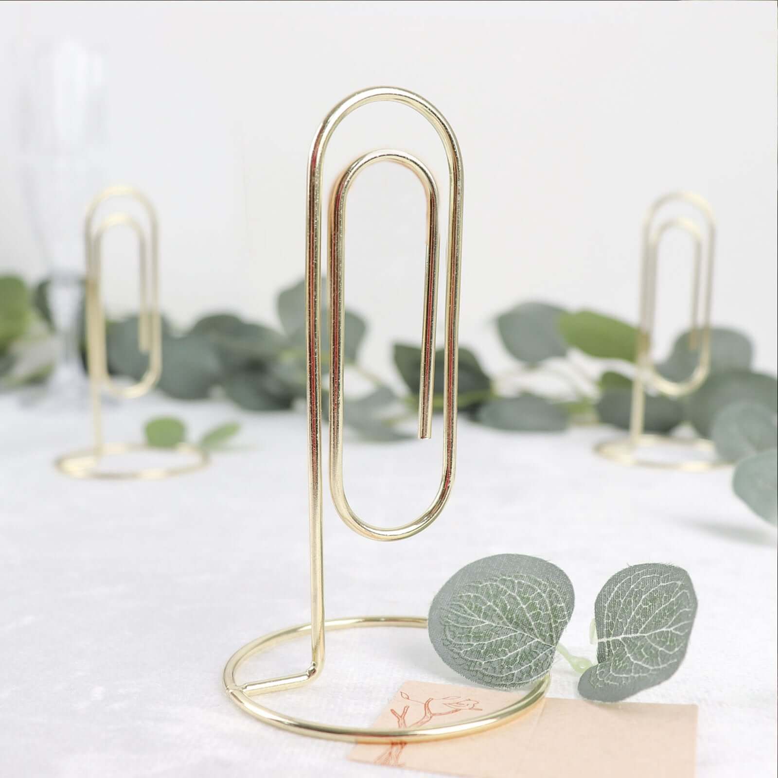 5-Pack Metal Card Holder Stands Paperclip Design Gold - Table Number Stands and Wedding Menu Clips 5