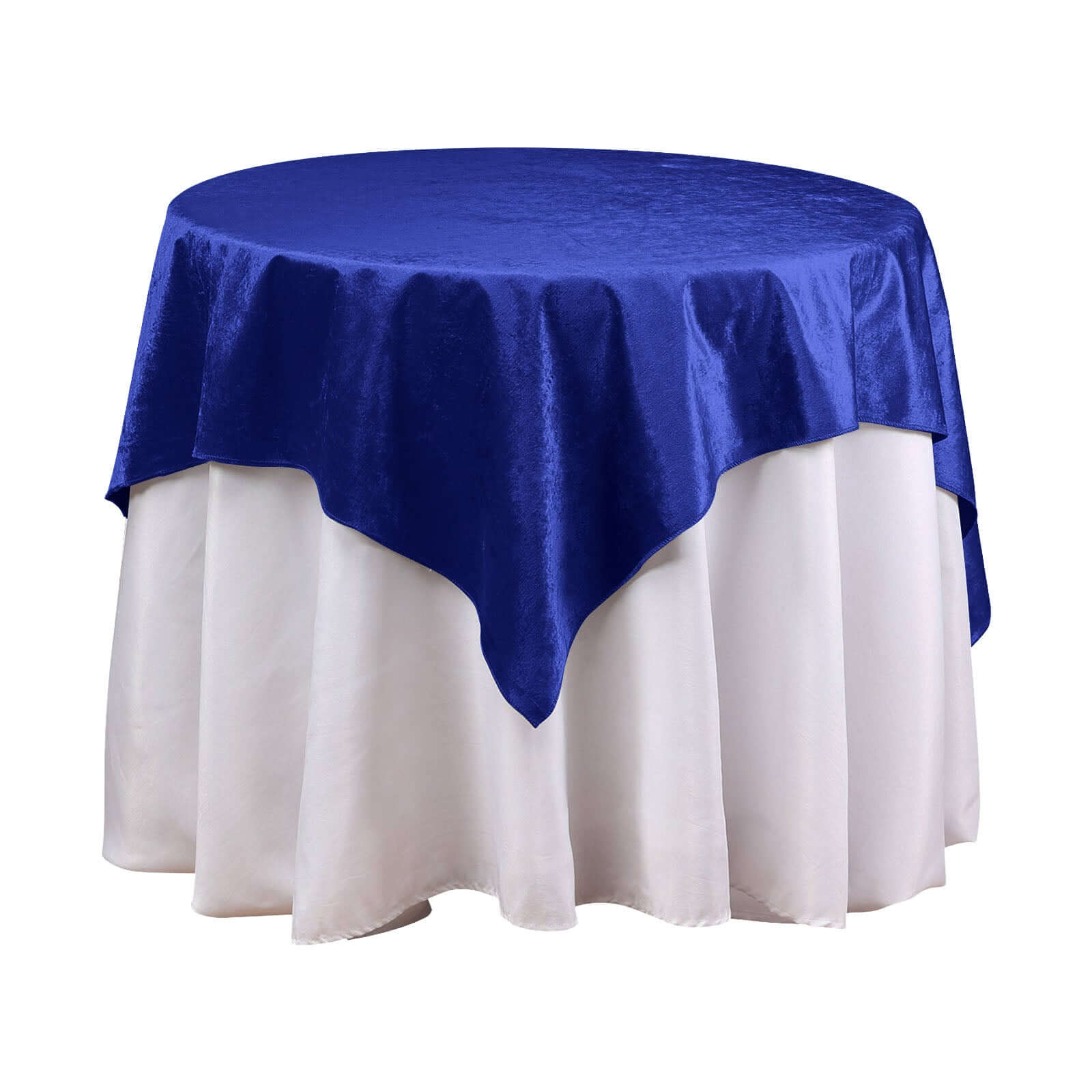 54x54 Royal Blue Seamless Premium Velvet Square Table Overlay, Reusable Linen