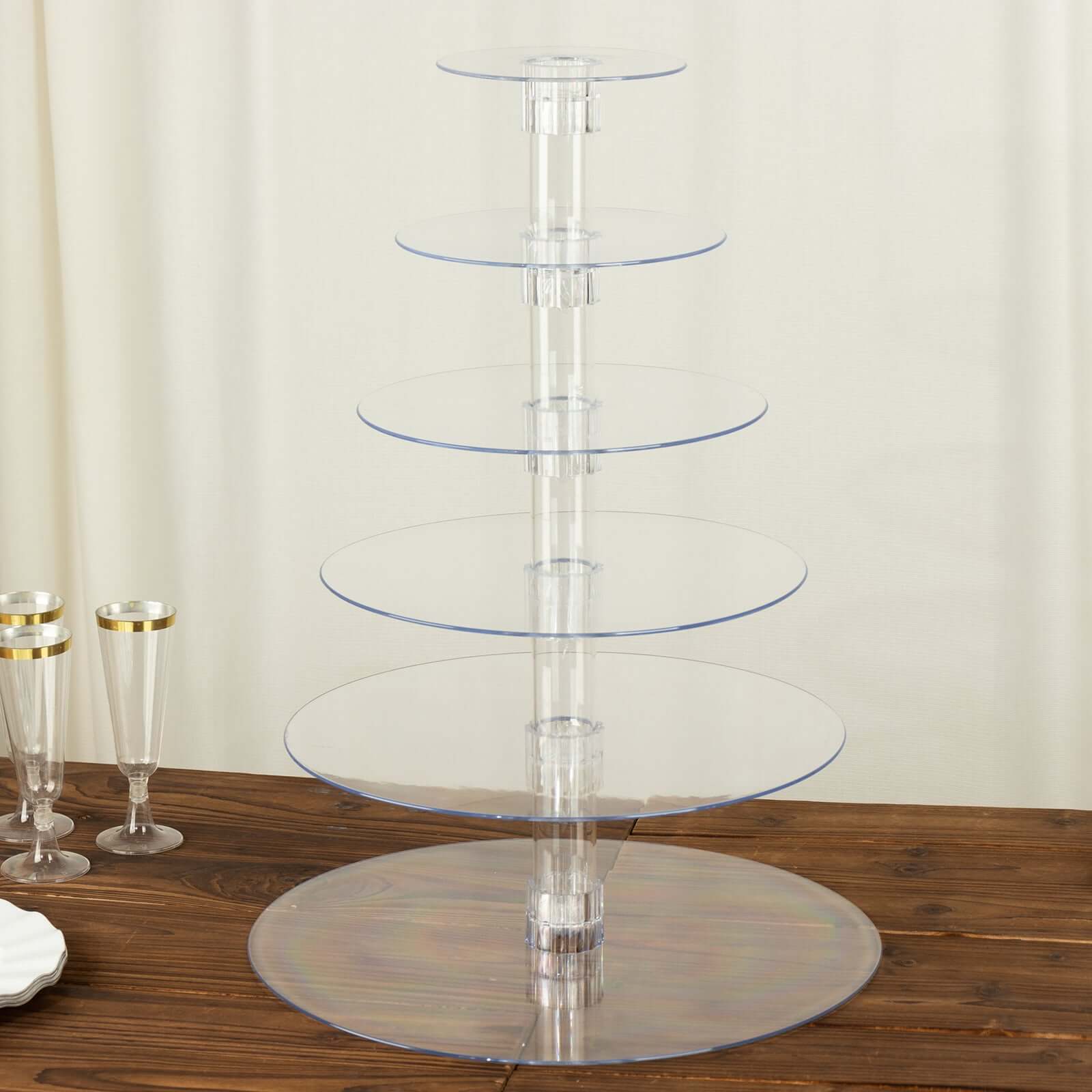 6-Tier Acrylic Round Cupcake Stand Clear - Heavy Duty Reusable Dessert Tower Holder Pastry Display with Film Sheets for Special Events & Catering Displays 22