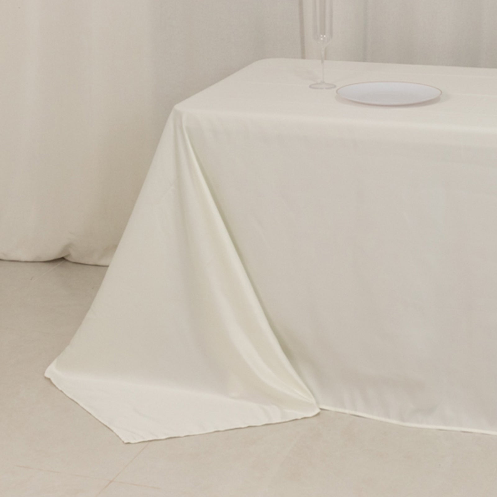 Lamour Satin 90x156 Rectangle Tablecloth Ivory - Luxurious, Soft Seamless Table Cover