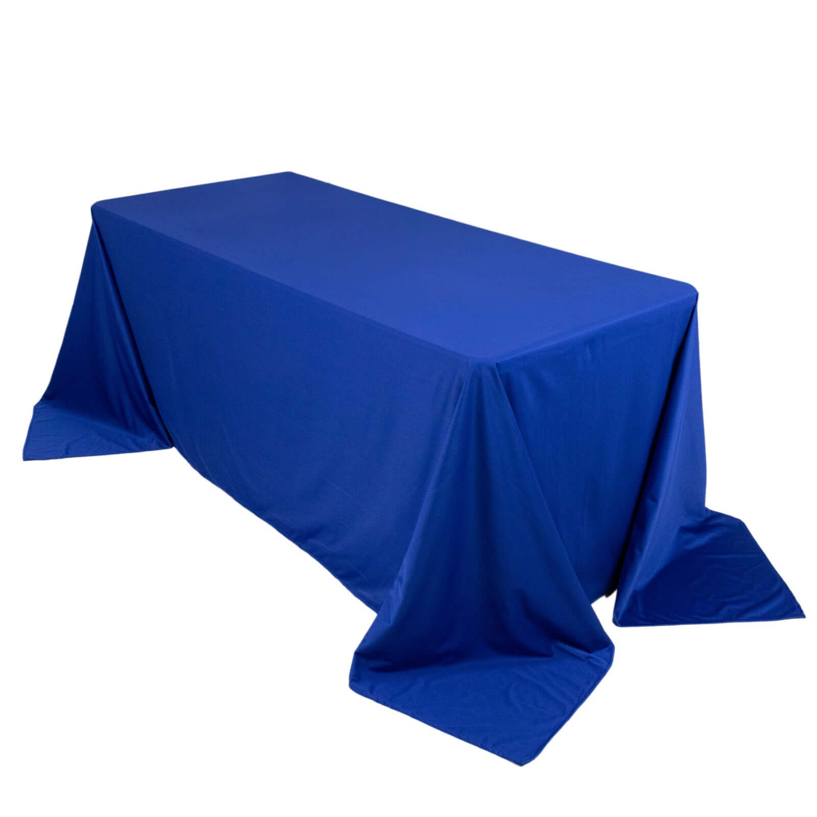 Premium Scuba Rectangular 90x132 Tablecloth Royal Blue - Wrinkle Free, Stain Resistant & Seamless Table Cover