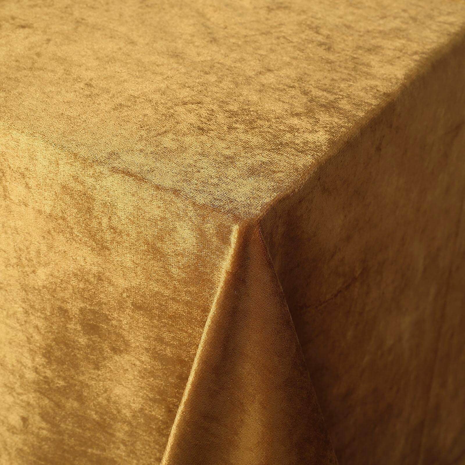 Premium Velvet 90x156 Rectangle Tablecloth Gold - Reusable Soft & Stylish Seamless Table Cover for Sophisticated Weddings & Events