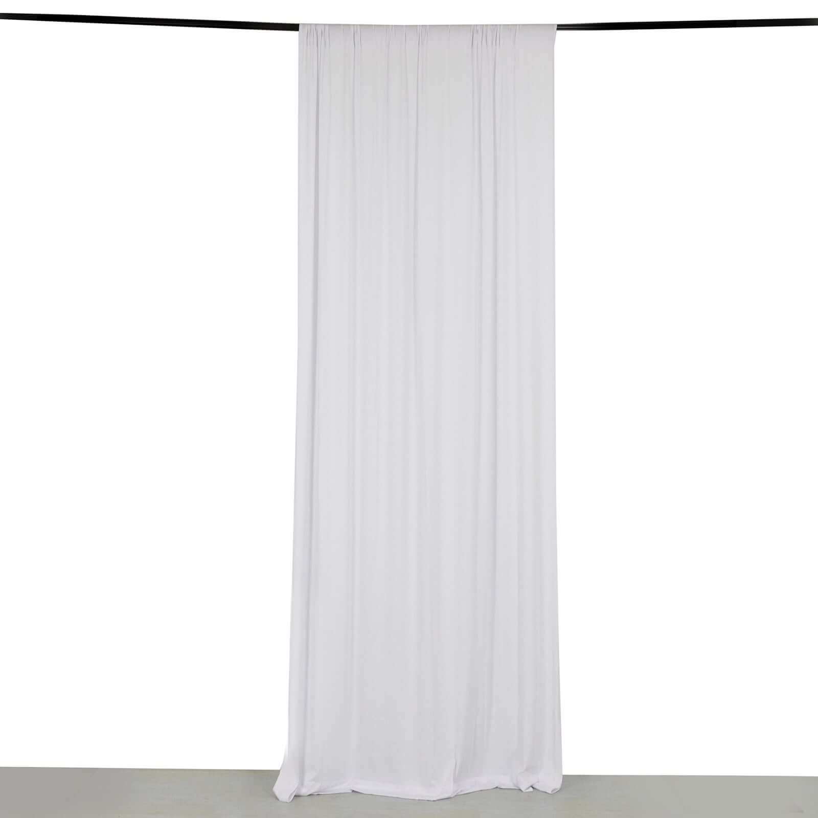 White 4-Way Stretch Spandex Event Curtain Drapes, Wrinkle Free Backdrop Event Panel with Rod Pockets - 5ftx10ft