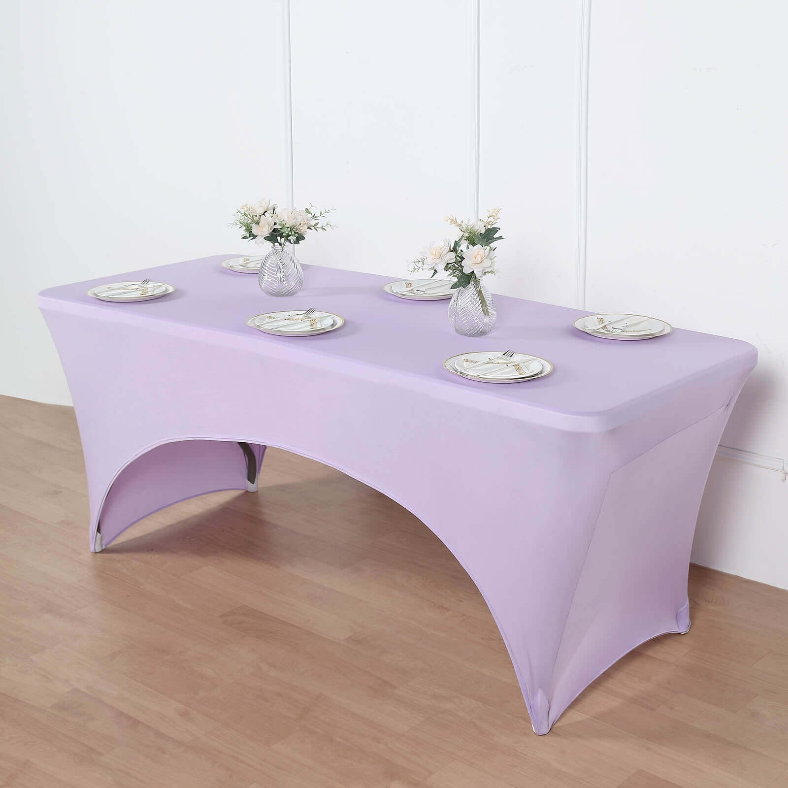 Stretch Spandex 6ft Rectangle Tablecloth Lavender Lilac - Durable Form-Fitting Table Cover