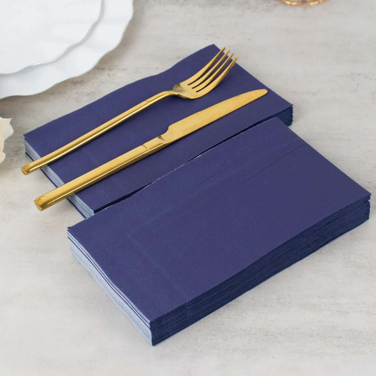 50-Pack Paper Napkins Soft Navy Blue - Disposable 2-Ply Cocktail and Beverage Napkins for Weddings