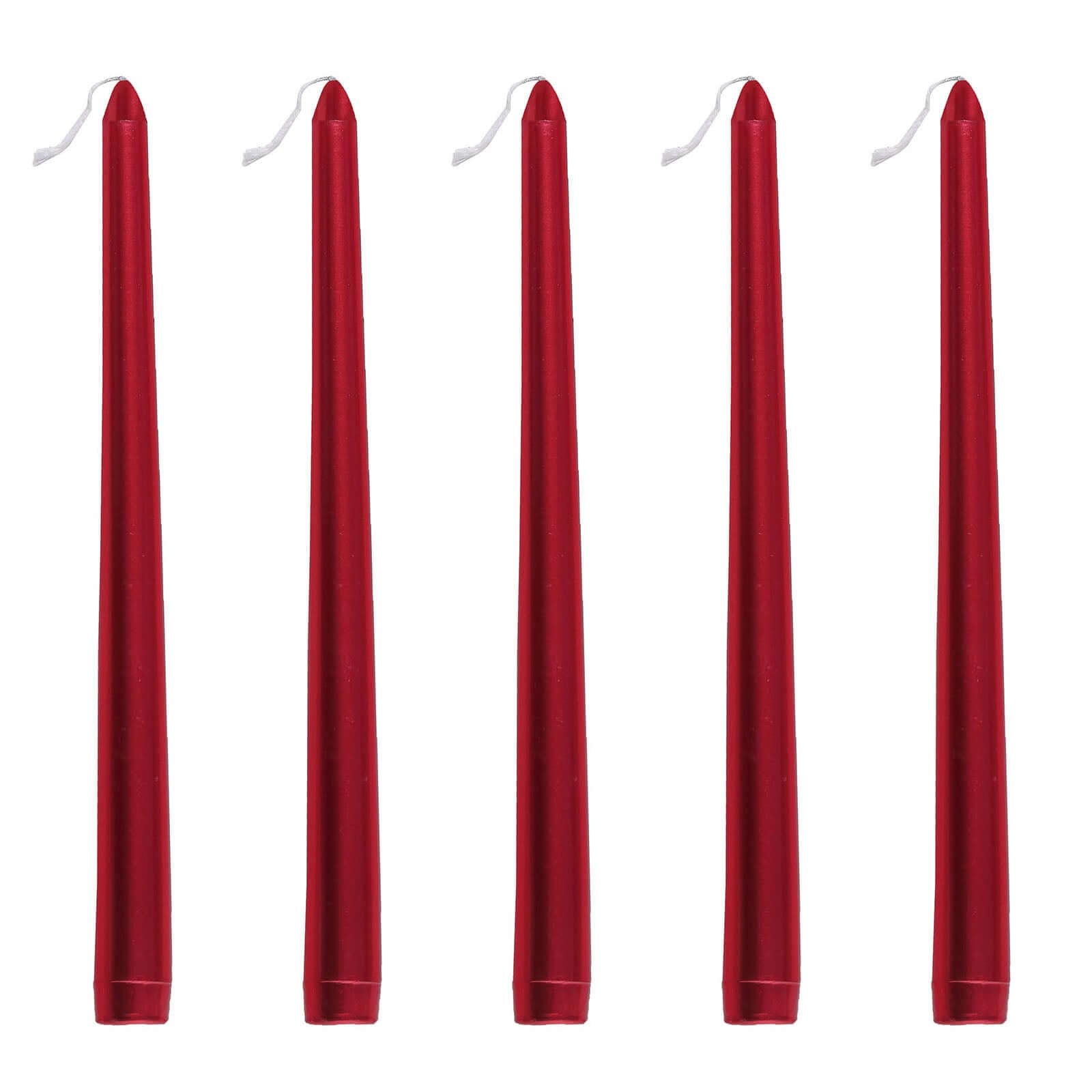 12-Pack Taper Candles Premium Wax Design Metallic Red - Unscented Candles for Upscale Settings 10