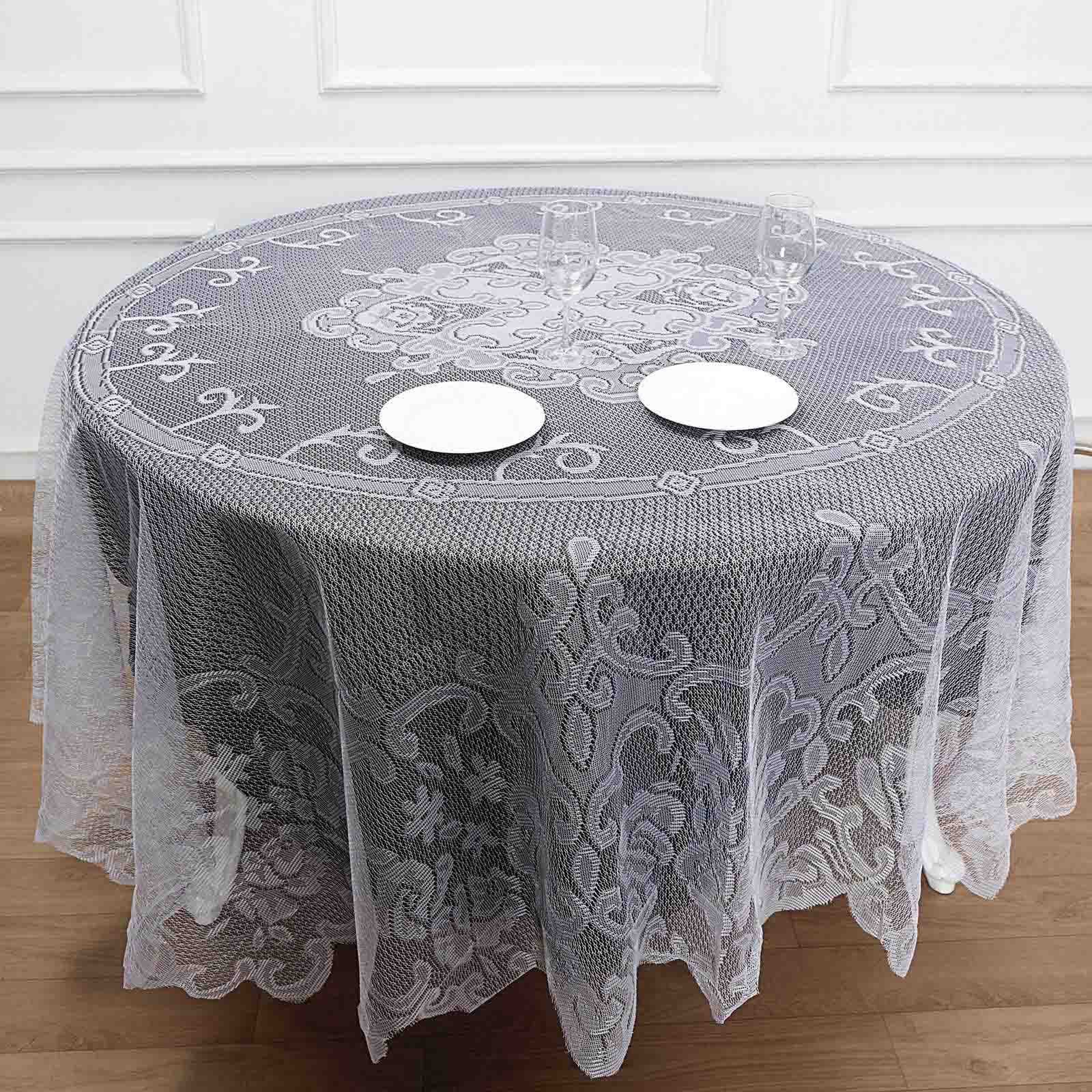 Lace 90 Round Tablecloth White - Premium Design for Versatile Table Decor