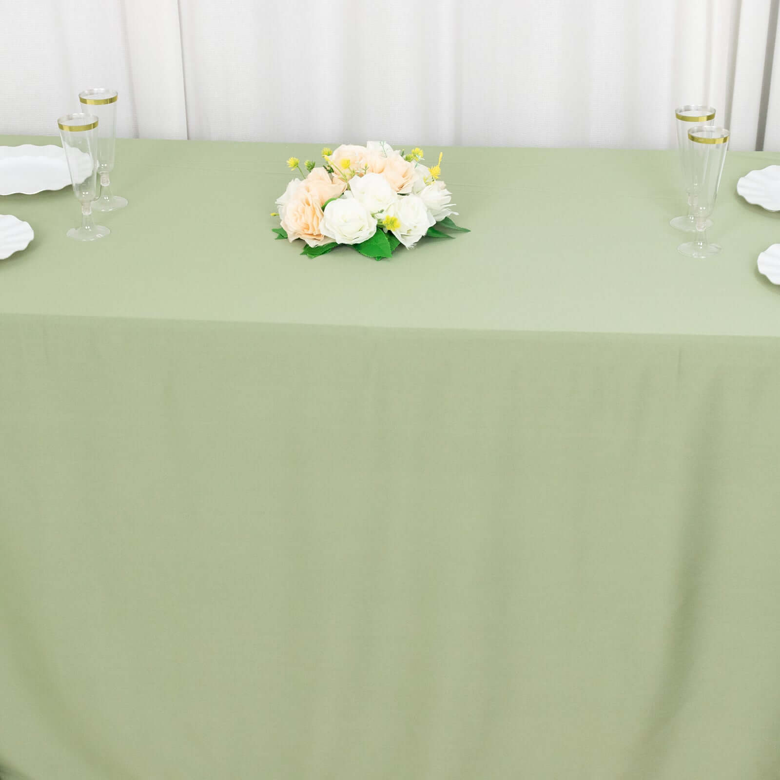 Premium Scuba Rectangular 90x132 Tablecloth Dusty Sage Green - Wrinkle Free, Stain Resistant & Seamless Table Cover