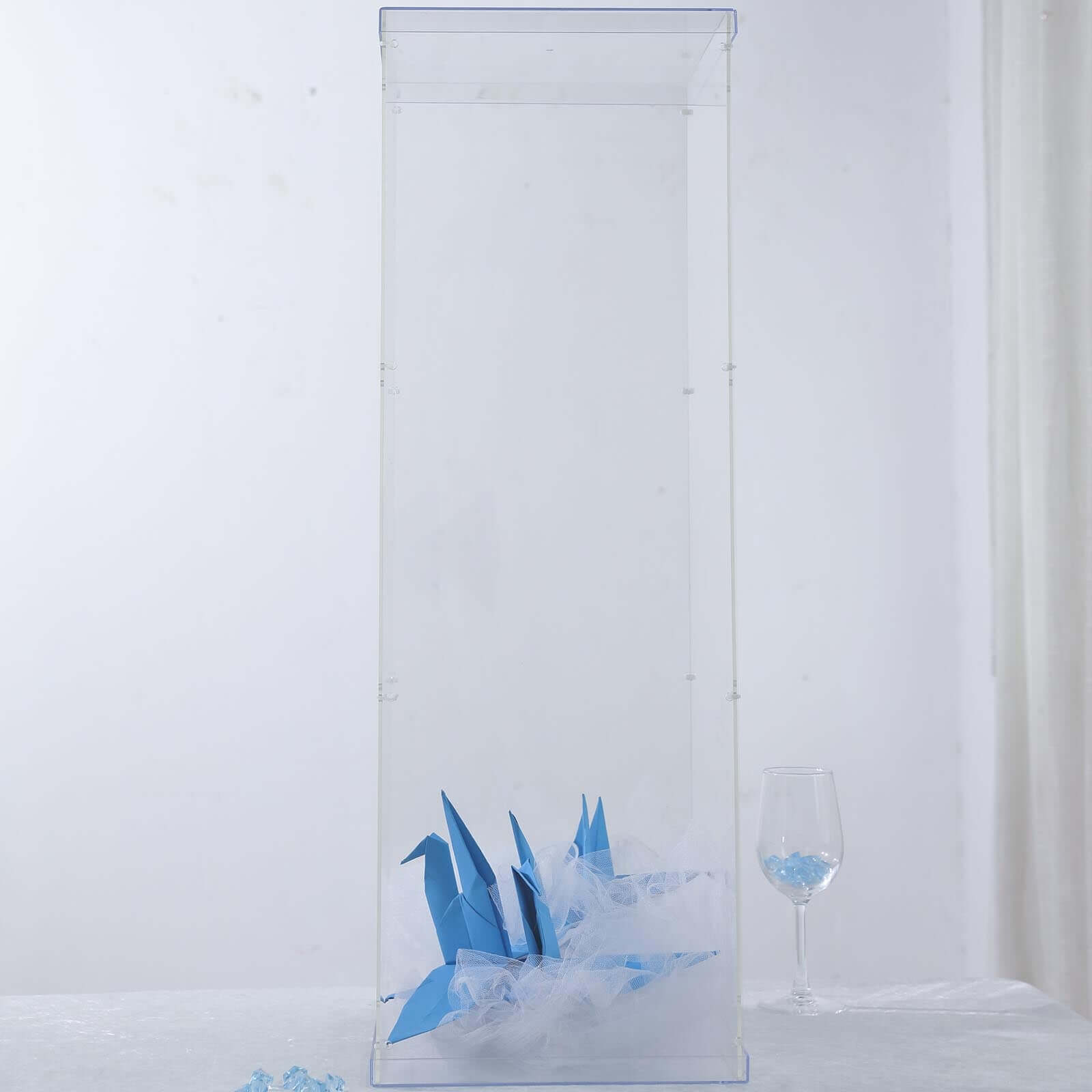 32 Clear Acrylic Display Box, Transparent Pedestal Riser with Interchangeable Lid and Base