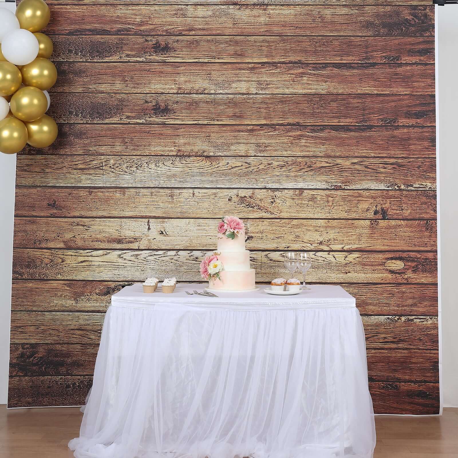 8ftx7ft Vintage Brown Wood Panel Vinyl Retro Photo Shoot Backdrop, Photography Background