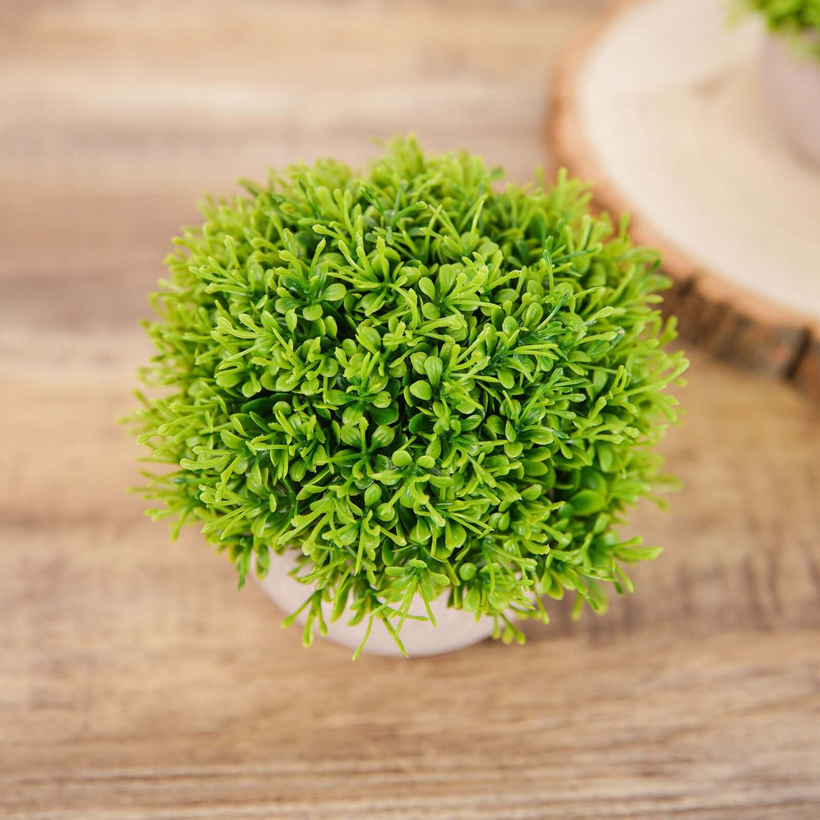 2 Plant Set Artificial Boxwood Topiary Ball 5 - Maintenance Free Mini Faux Potted Greenery Decor