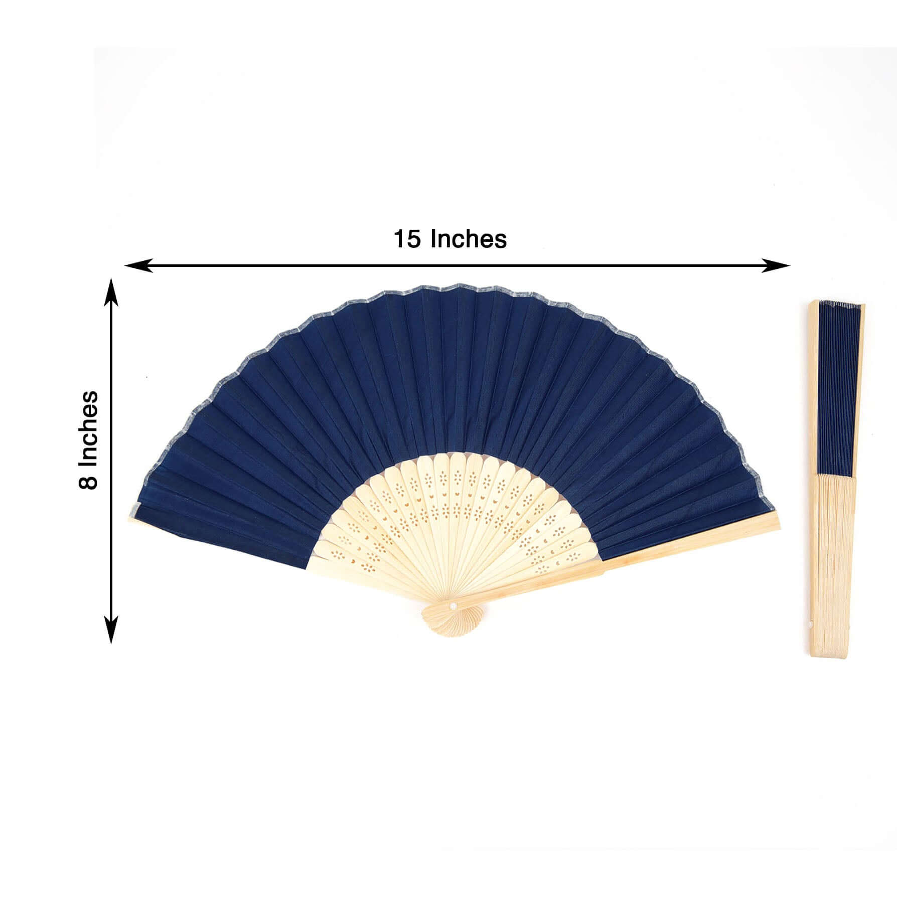 5 Pack Navy Blue Asian Silk Folding Fans Party Favors, Oriental Folding Fan Favors