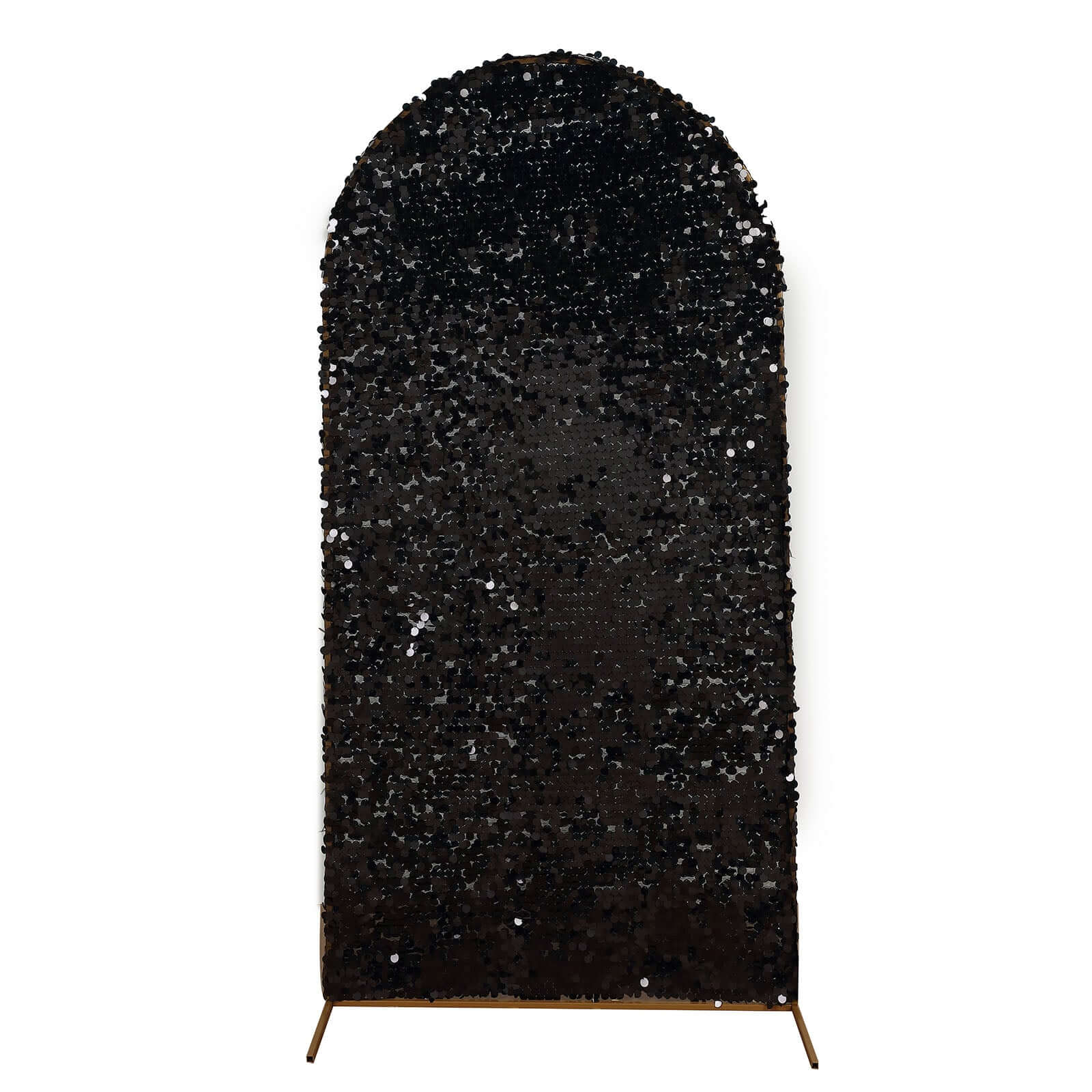 7ft Sparkly Black Double Sided Big Payette Sequin Chiara Backdrop Stand Cover For Fitted Round Top Wedding Arch