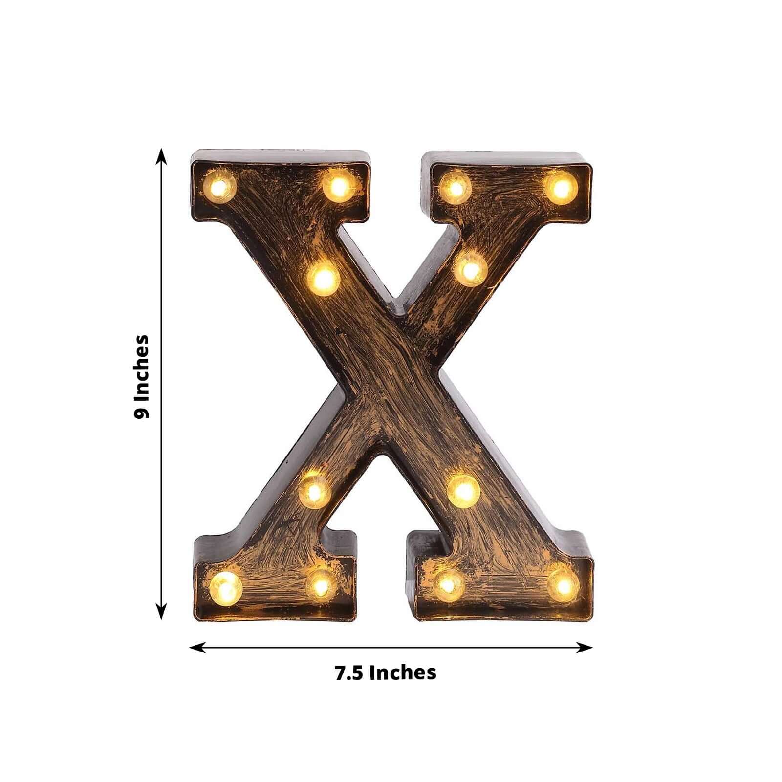 LED Marquee Letter X Industrial Style Antique Black - Light-Up Alphabet Sign for Weddings & Displays 9