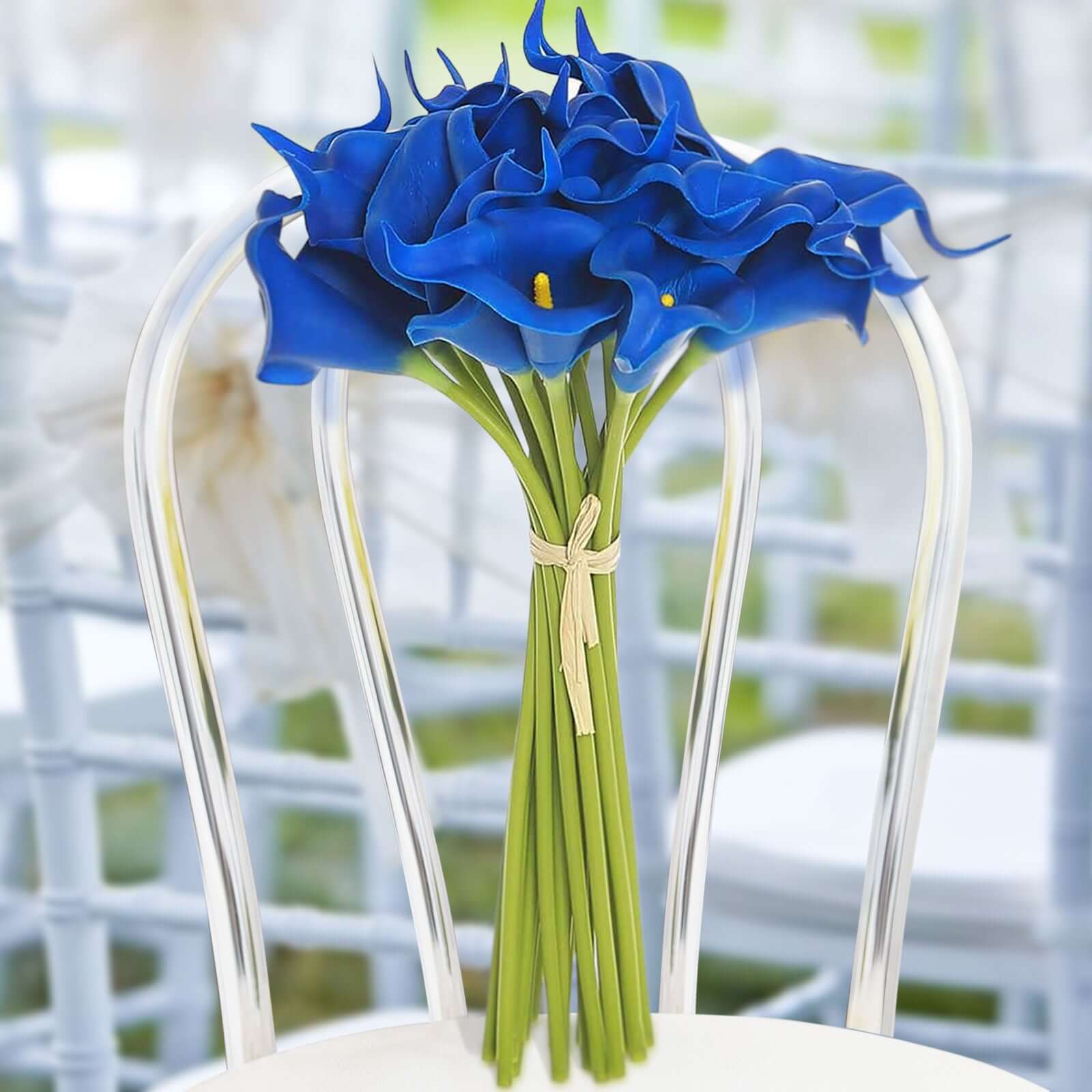 20 Stems 14 Royal Blue Artificial Poly Foam Calla Lily Flowers