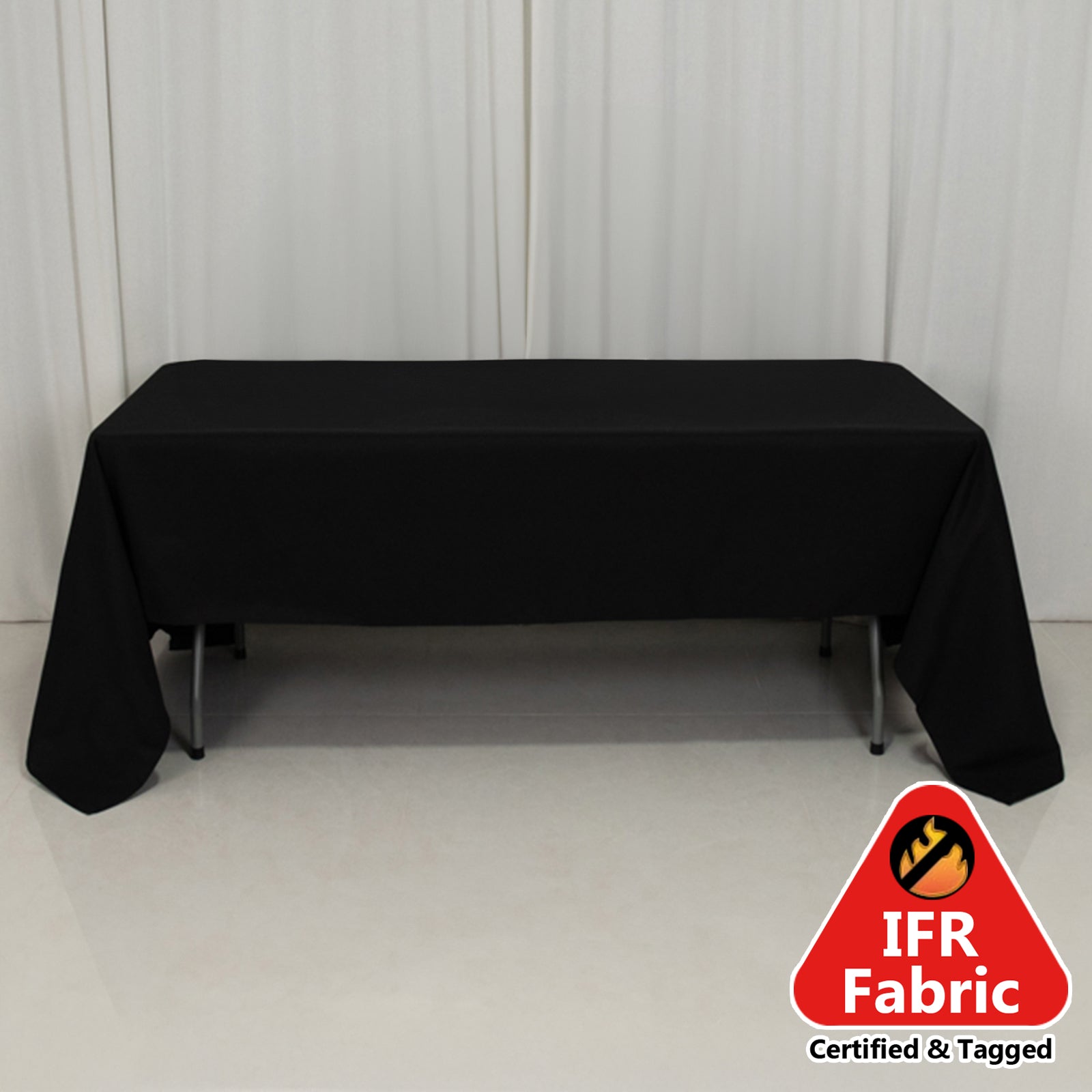 Fire Retardant Premium Polyester 60x126 Rectangular Tablecloth Black - High-Performance Table Cover