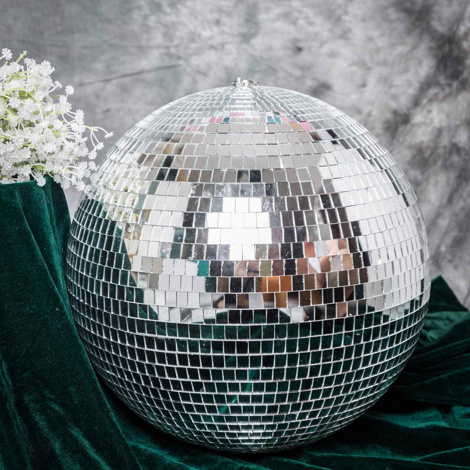 16 Large Silver Foam Disco Mirror Ball With Hanging Swivel Ring, Holiday Party Decor