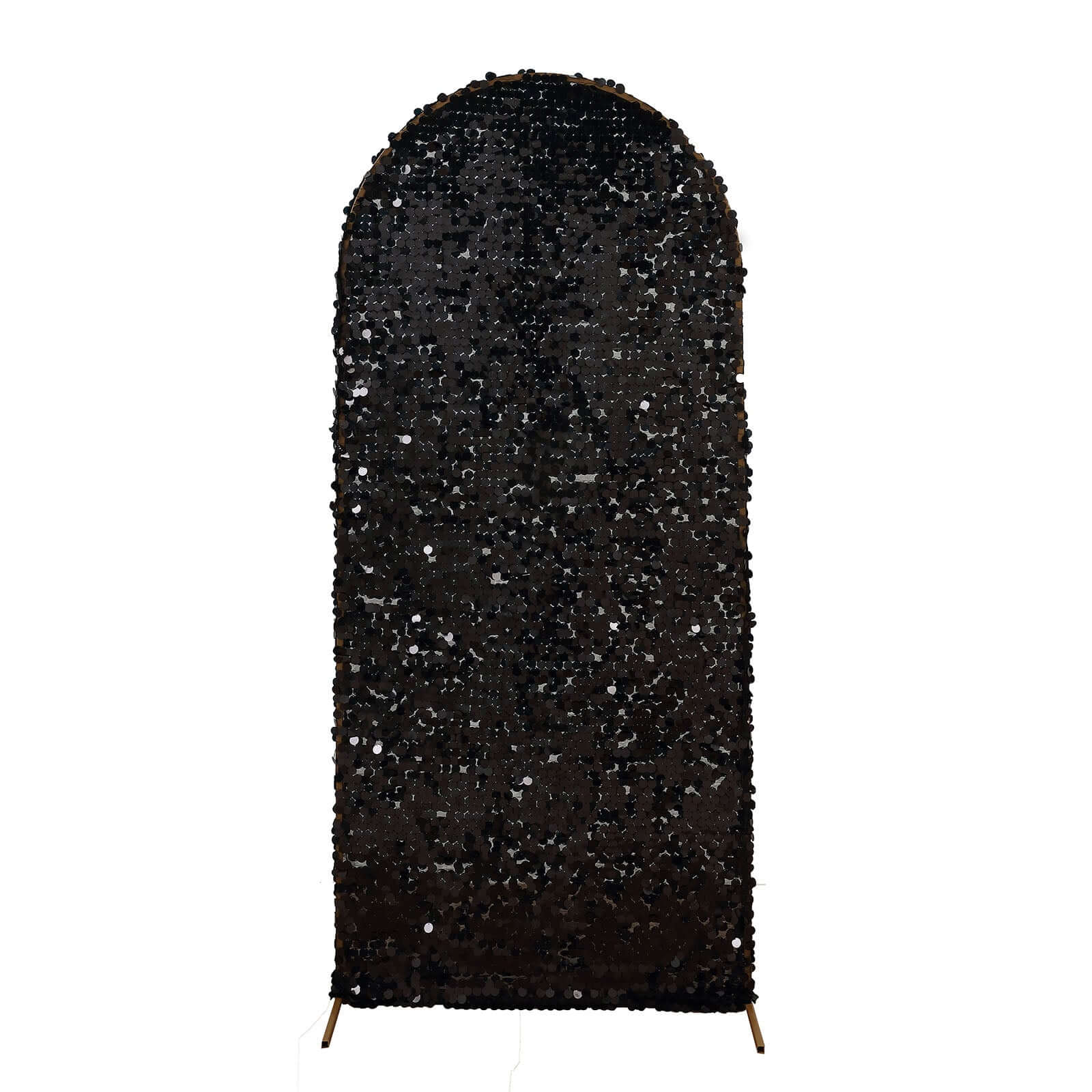 6ft Sparkly Black Double Sided Big Payette Sequin Chiara Backdrop Stand Cover For Fitted Round Top Wedding Arch