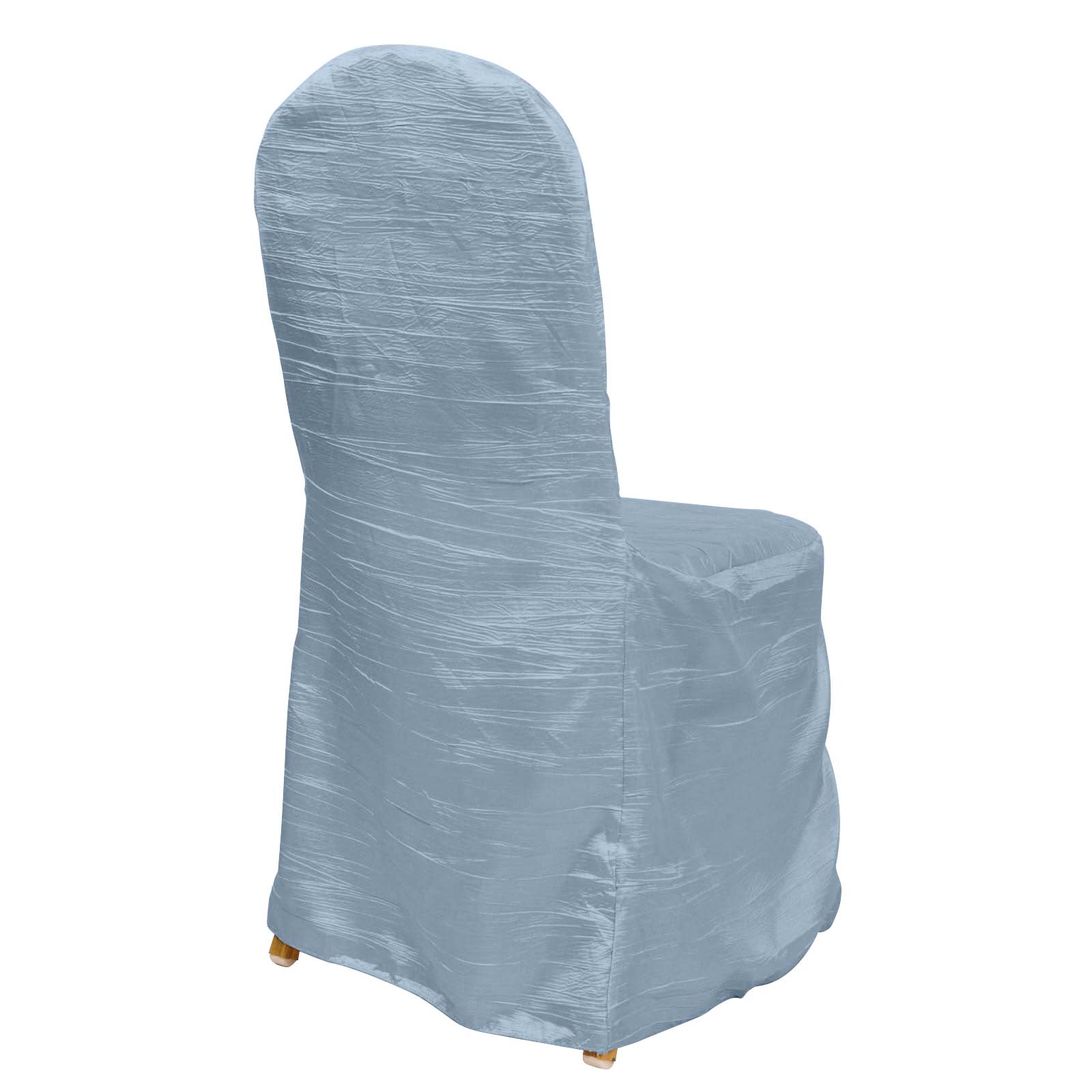 Crinkle Crushed Taffeta Chair Cover for Banquet Chairs Dusty Blue - Reusable Slipcover